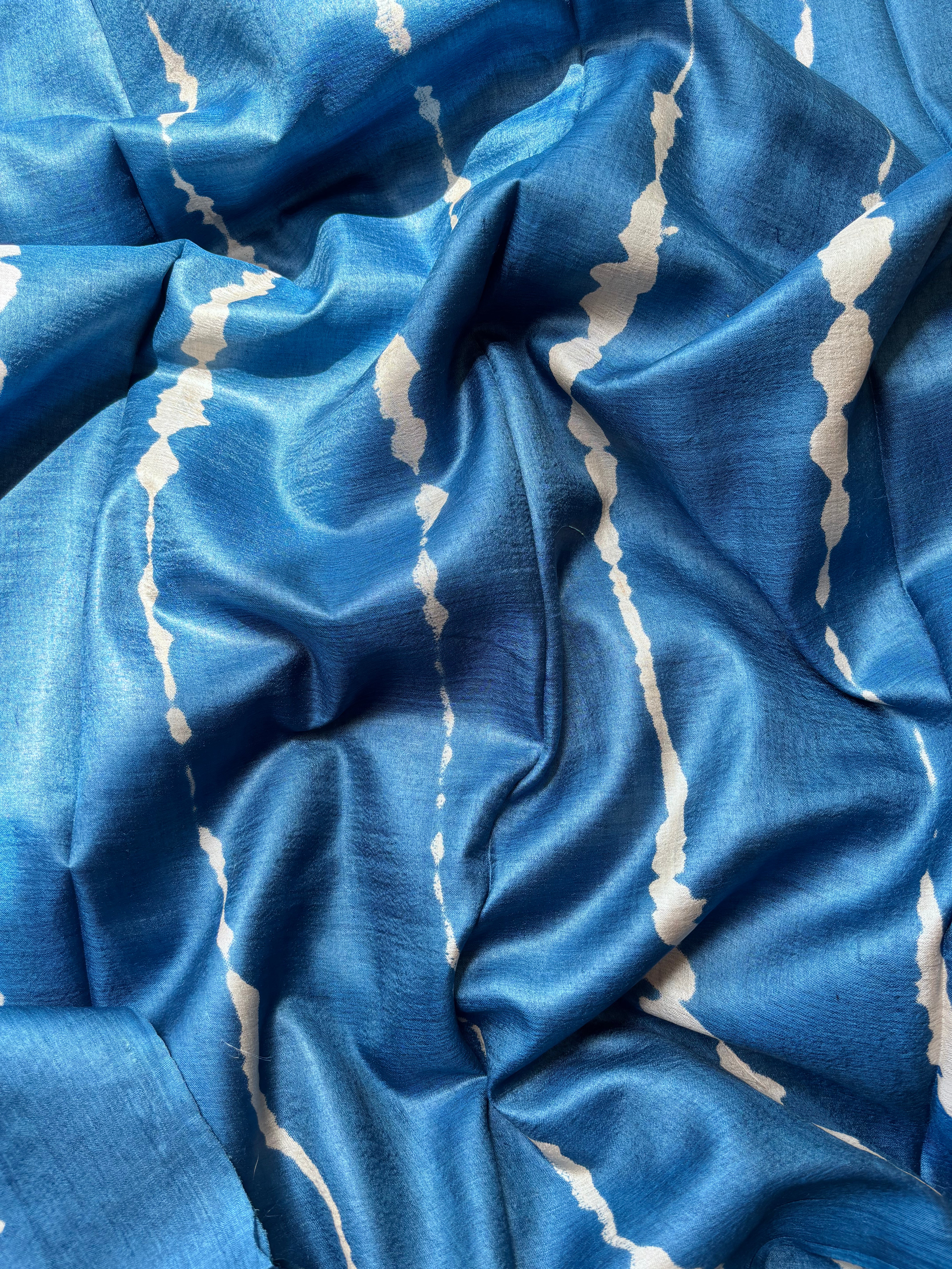Blue Tussar Saree