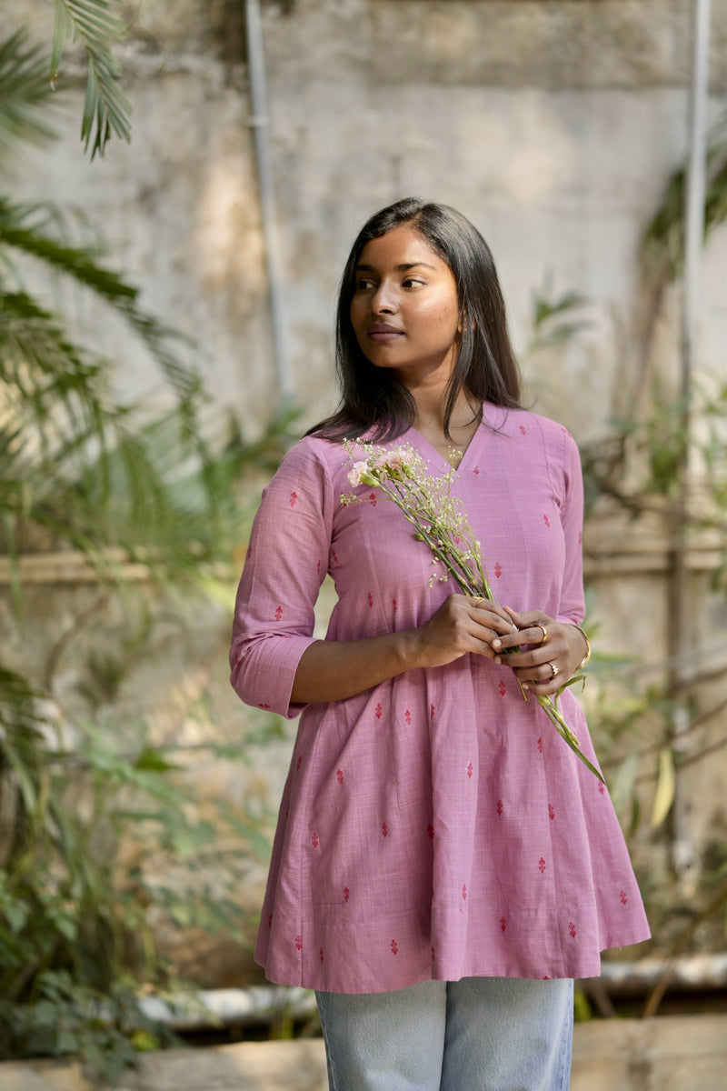 Dusty Pink cotton short kurta
