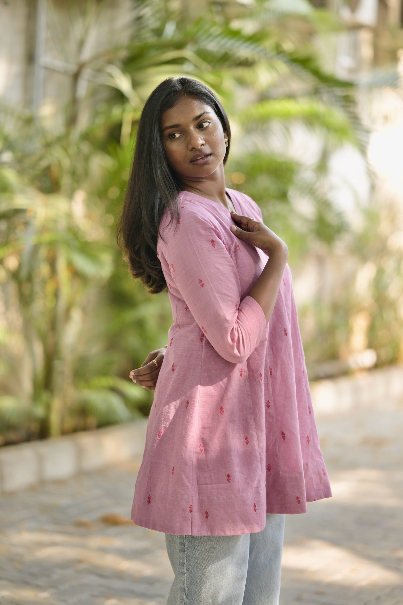 Dusty Pink cotton short kurta XS