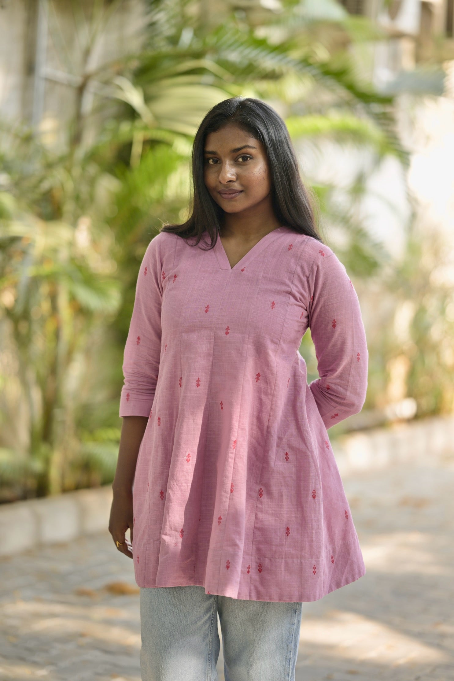 Dusty Pink cotton short kurta