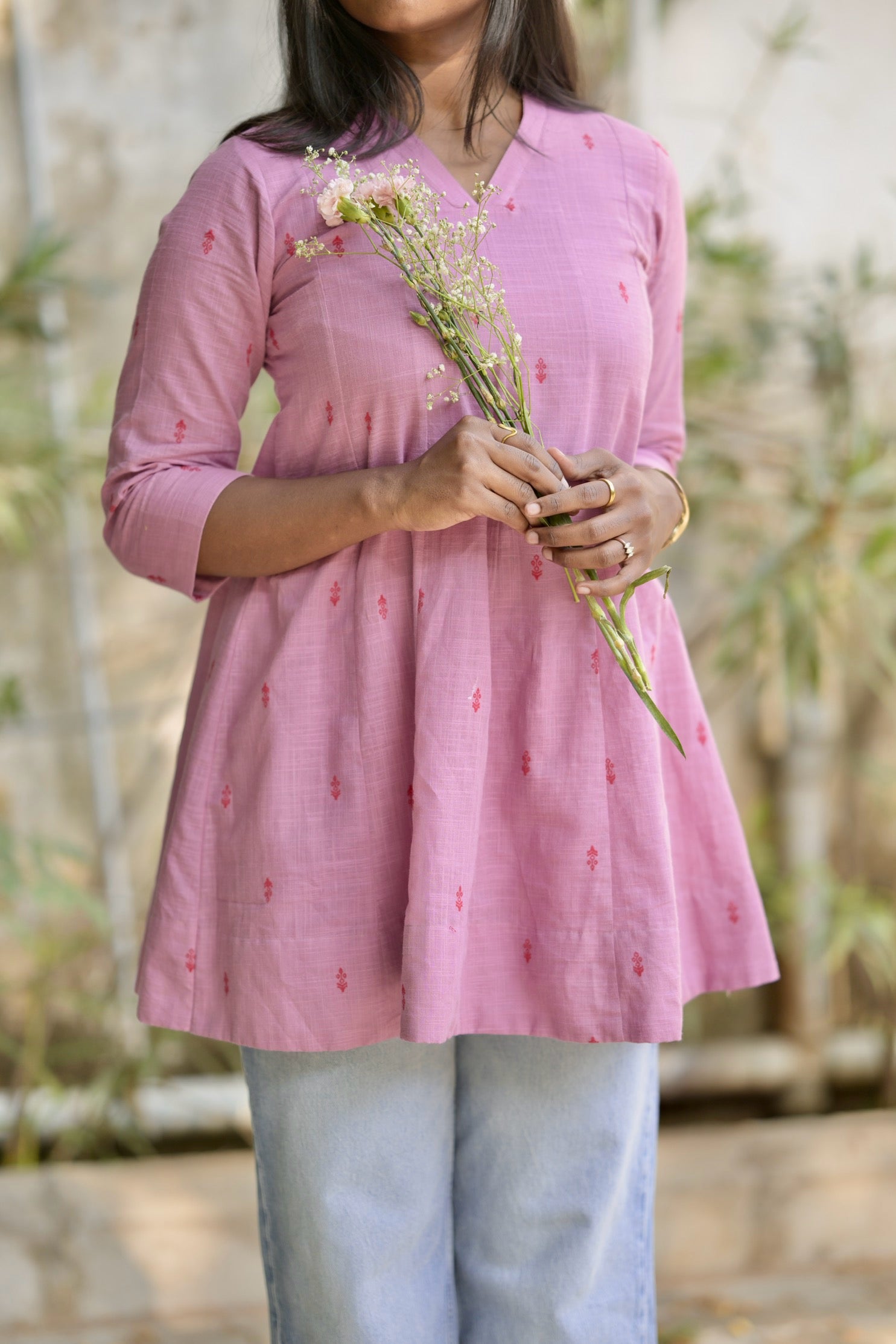 Dusty Pink cotton short kurta