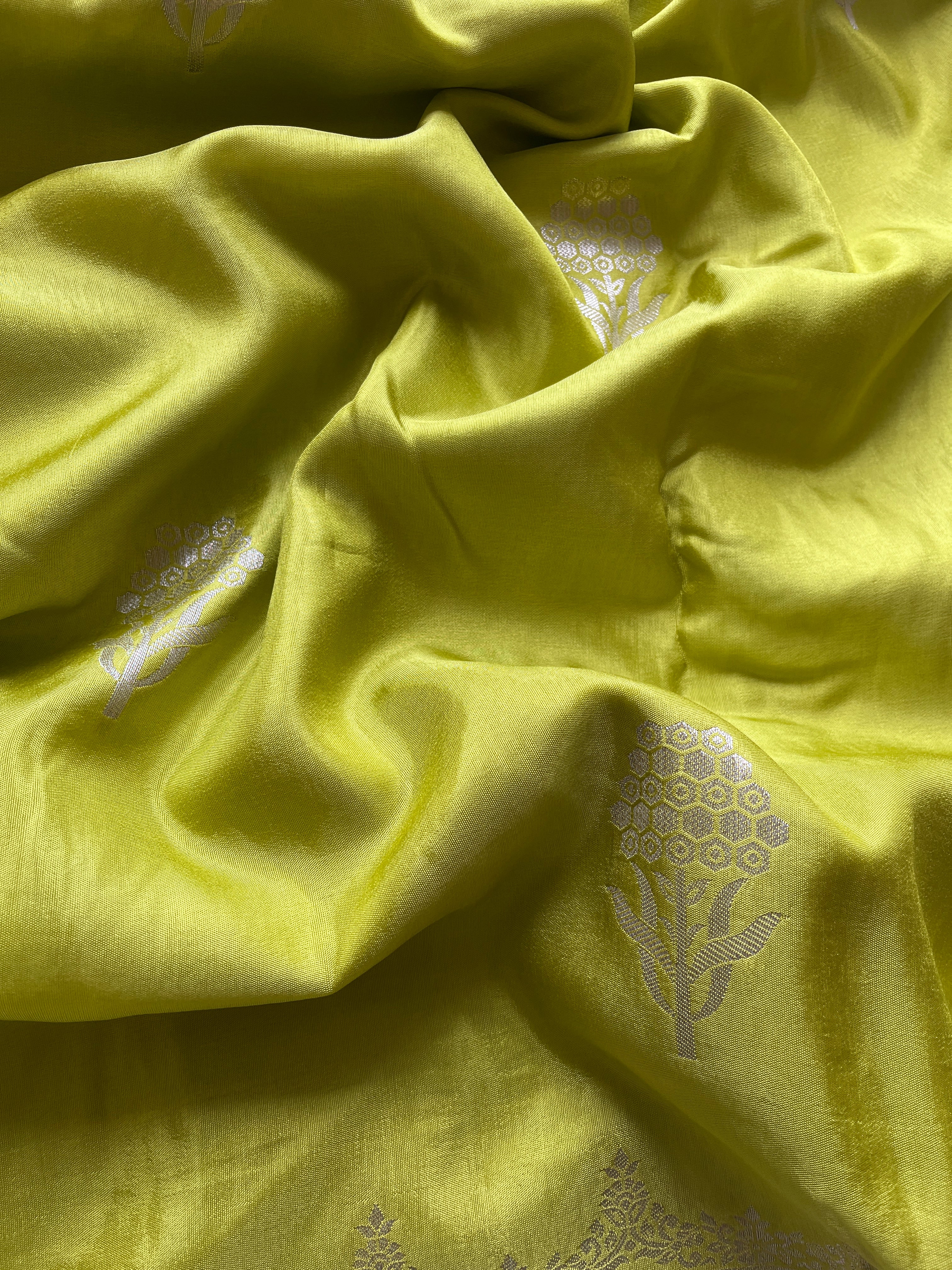 Lime green Satin viscose silk