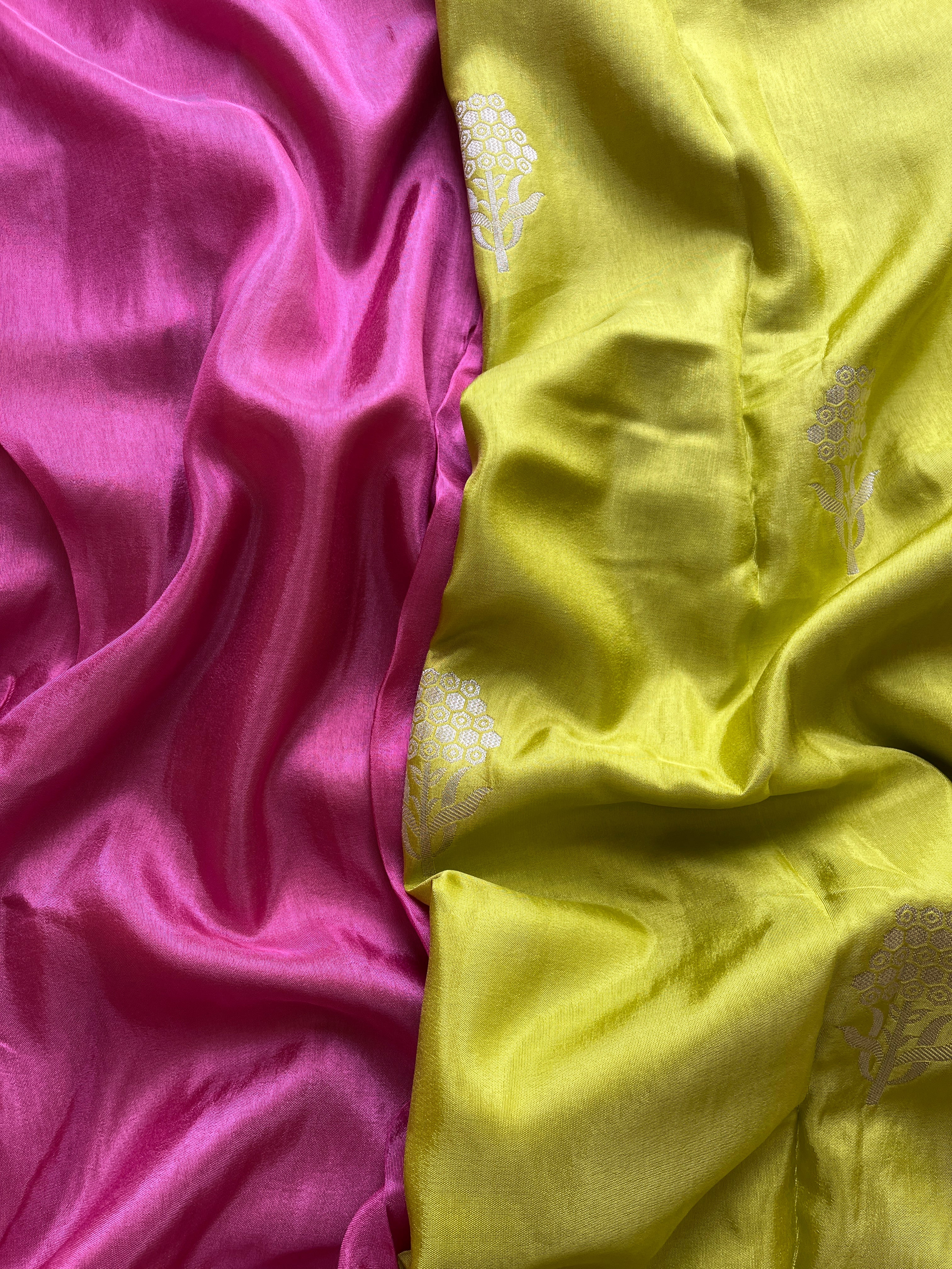 Lime green Satin viscose silk
