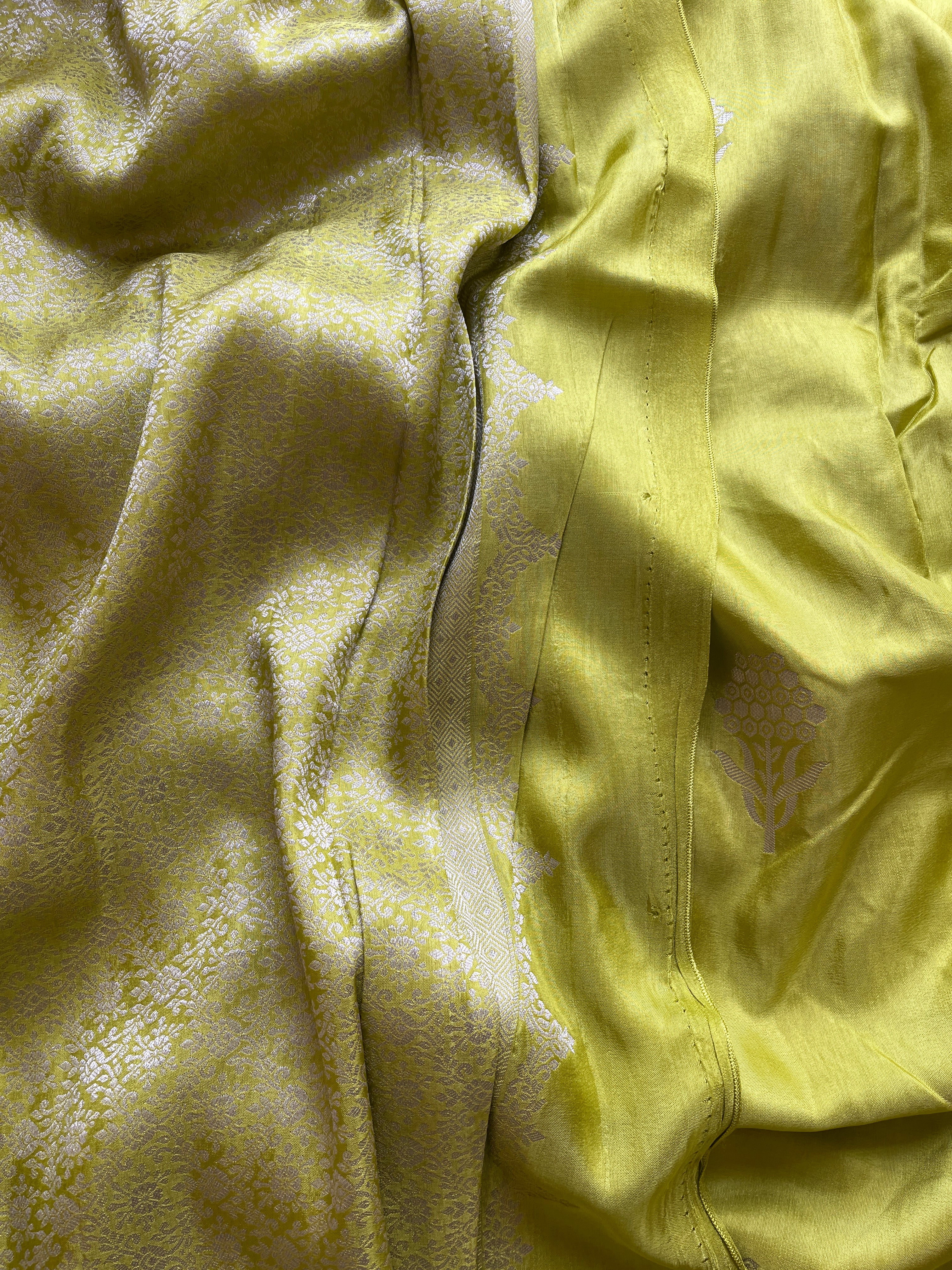Lime green Satin viscose silk