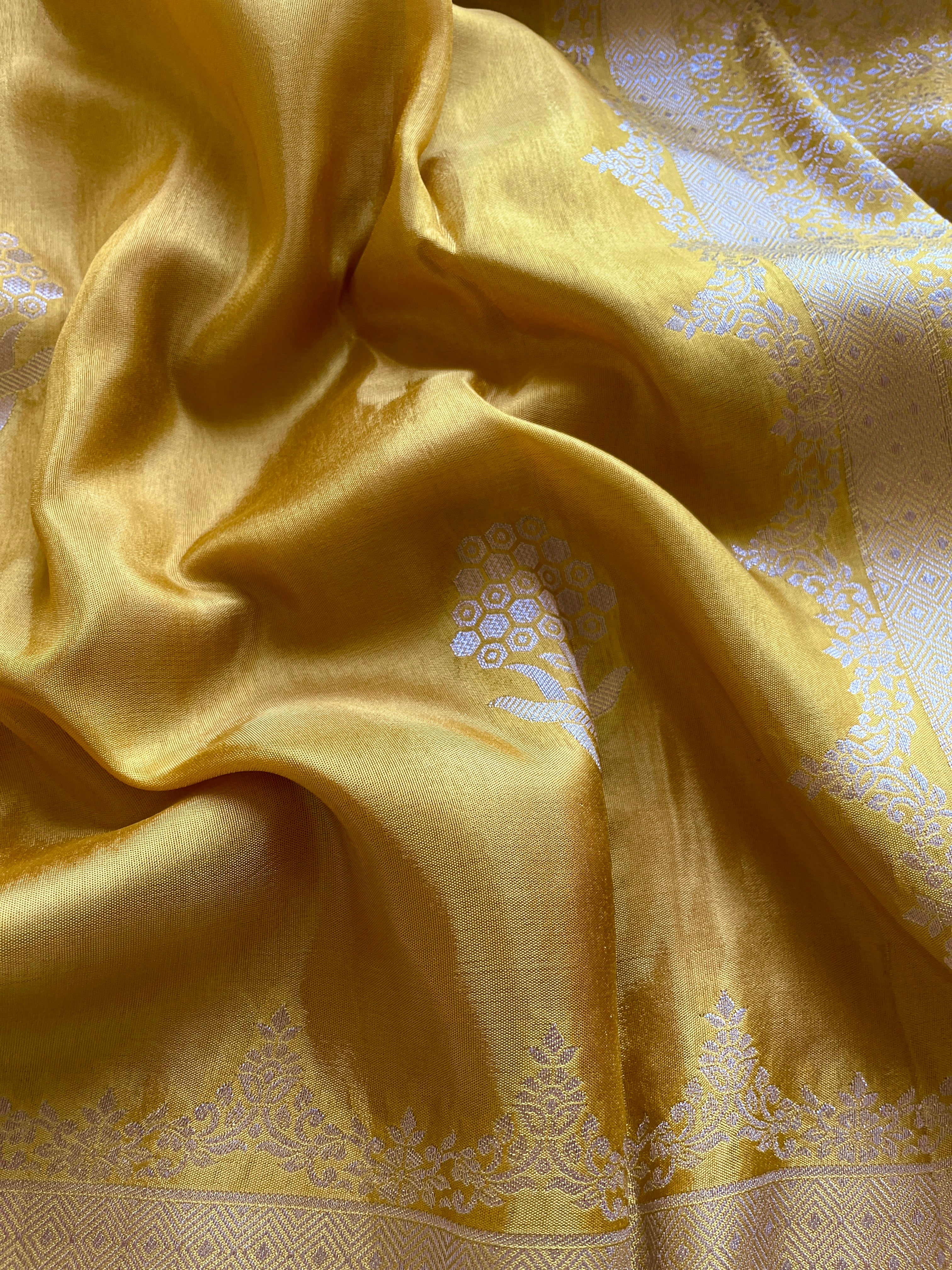 Yellow Satin viscose silk
