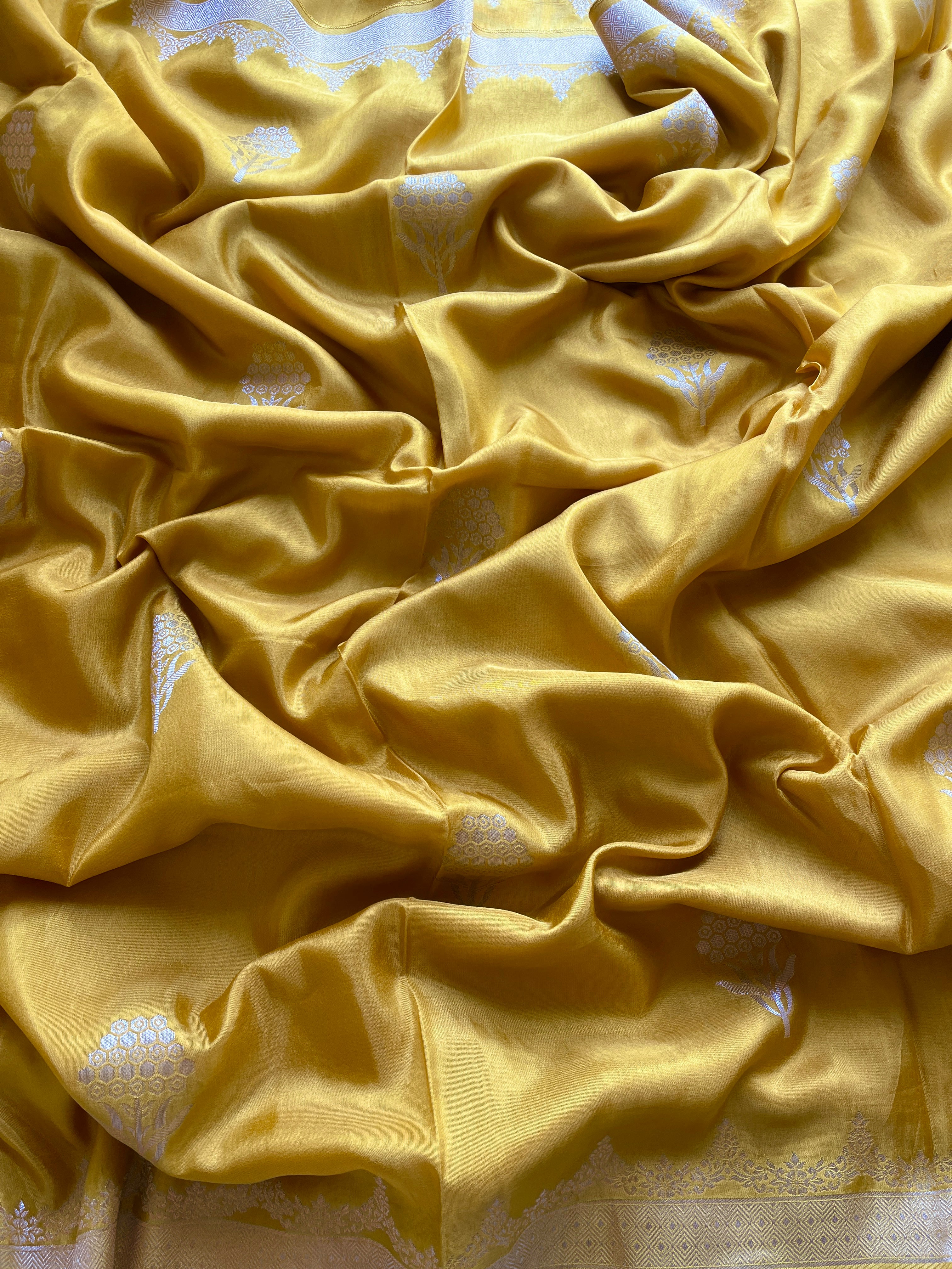 Yellow Satin viscose silk