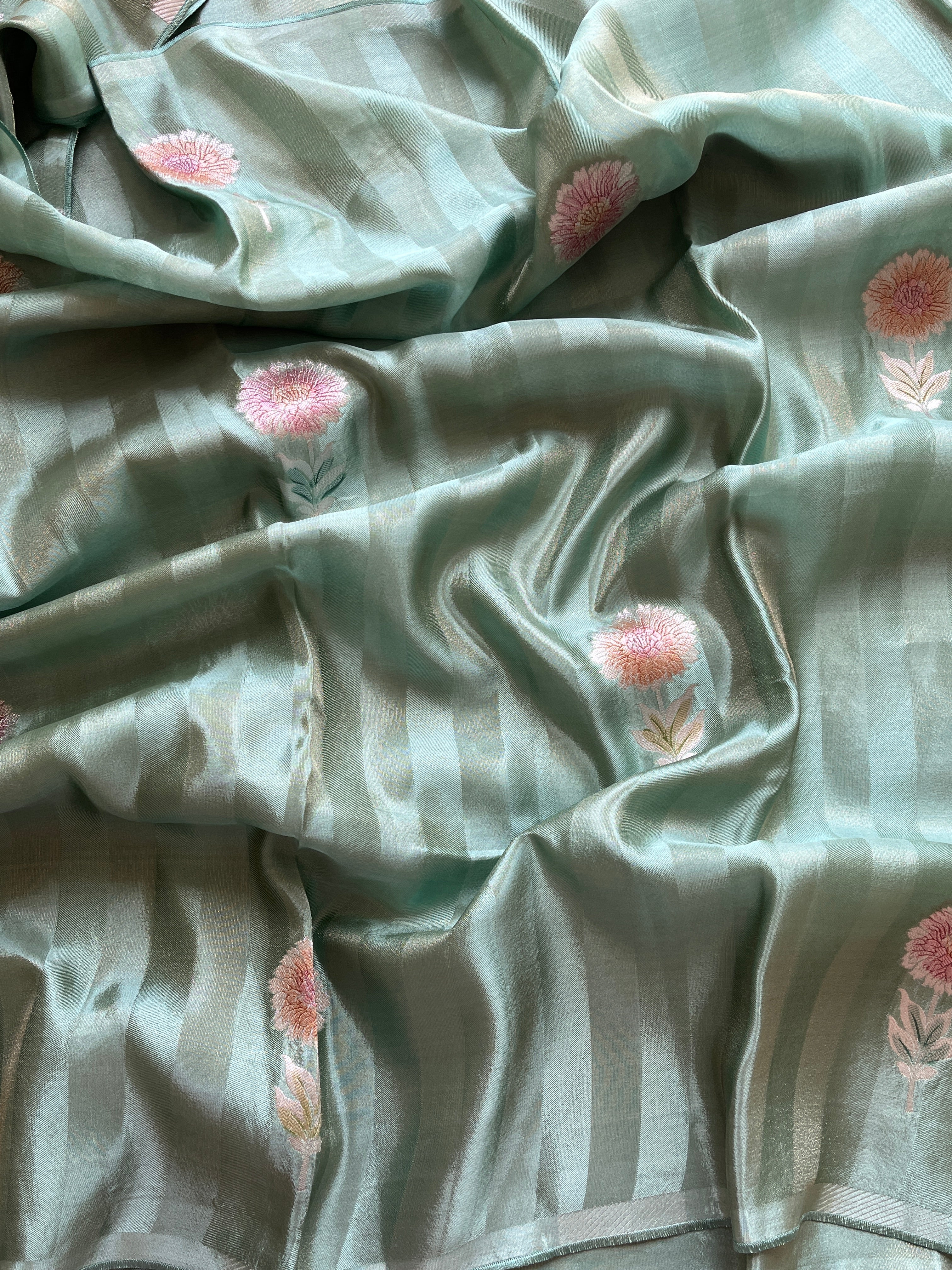 Green Viscose Tissue Saree