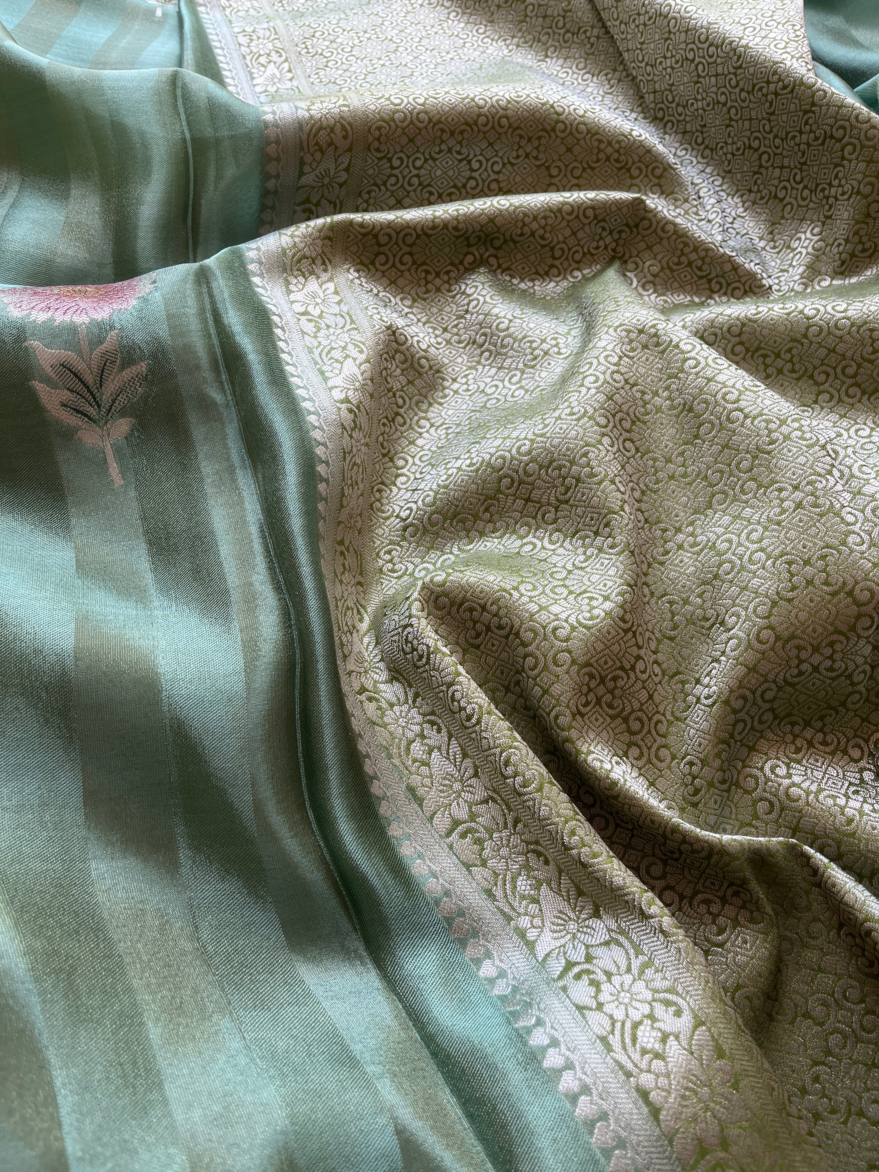 Green Viscose Tissue Saree