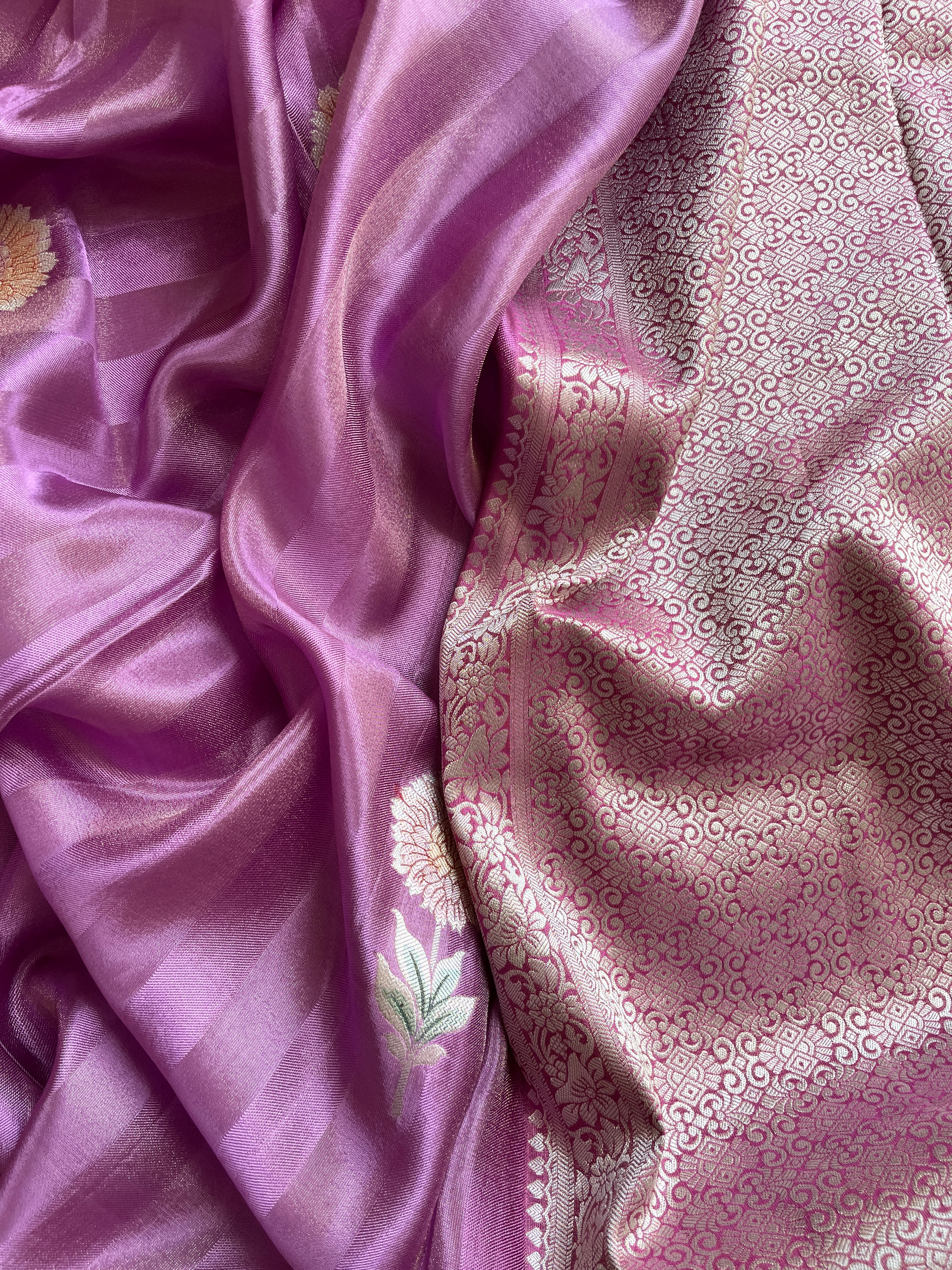 Onion Pink Viscose Tissue Saree