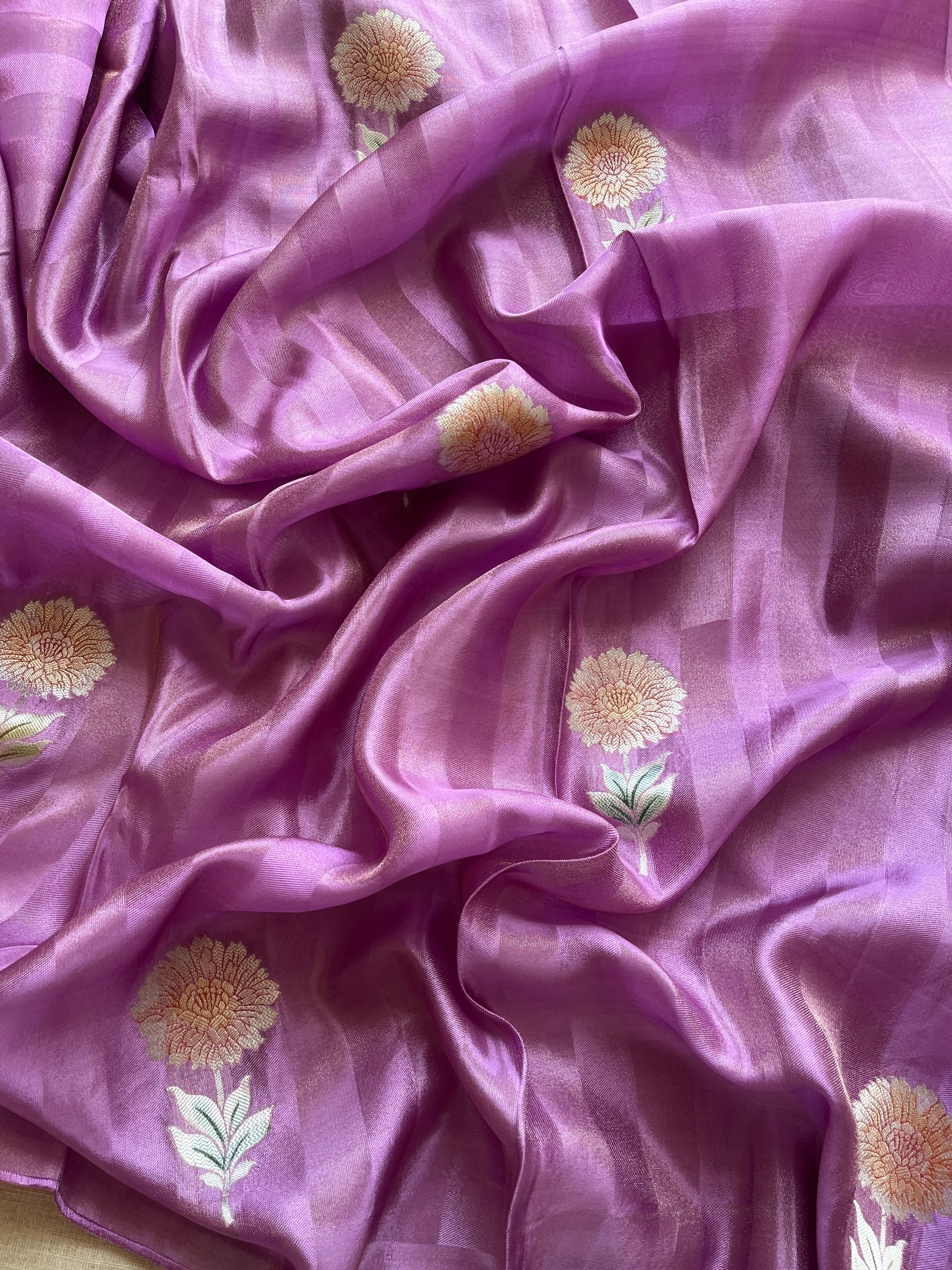 Onion Pink Viscose Tissue Saree