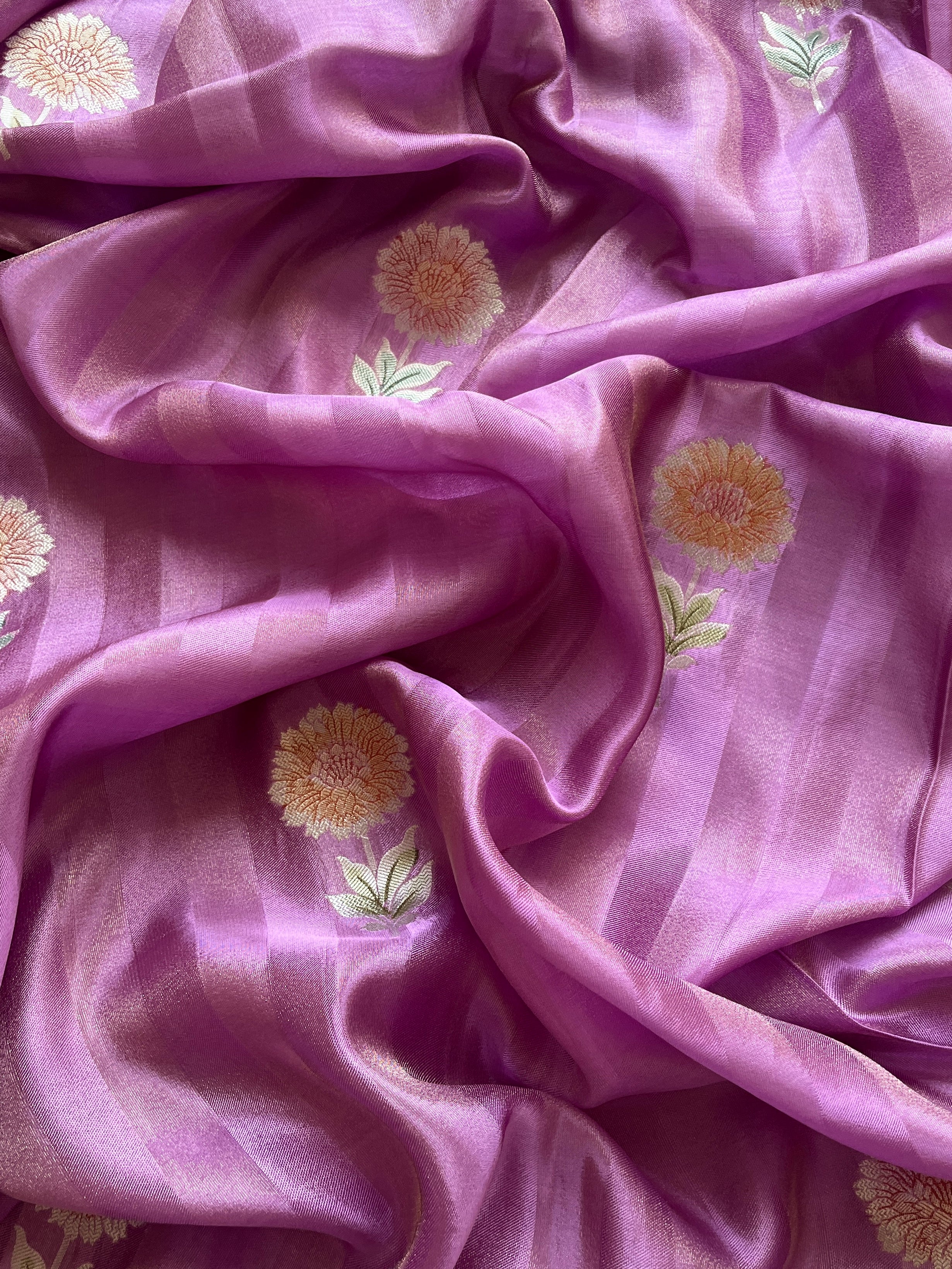 Onion Pink Viscose Tissue Saree