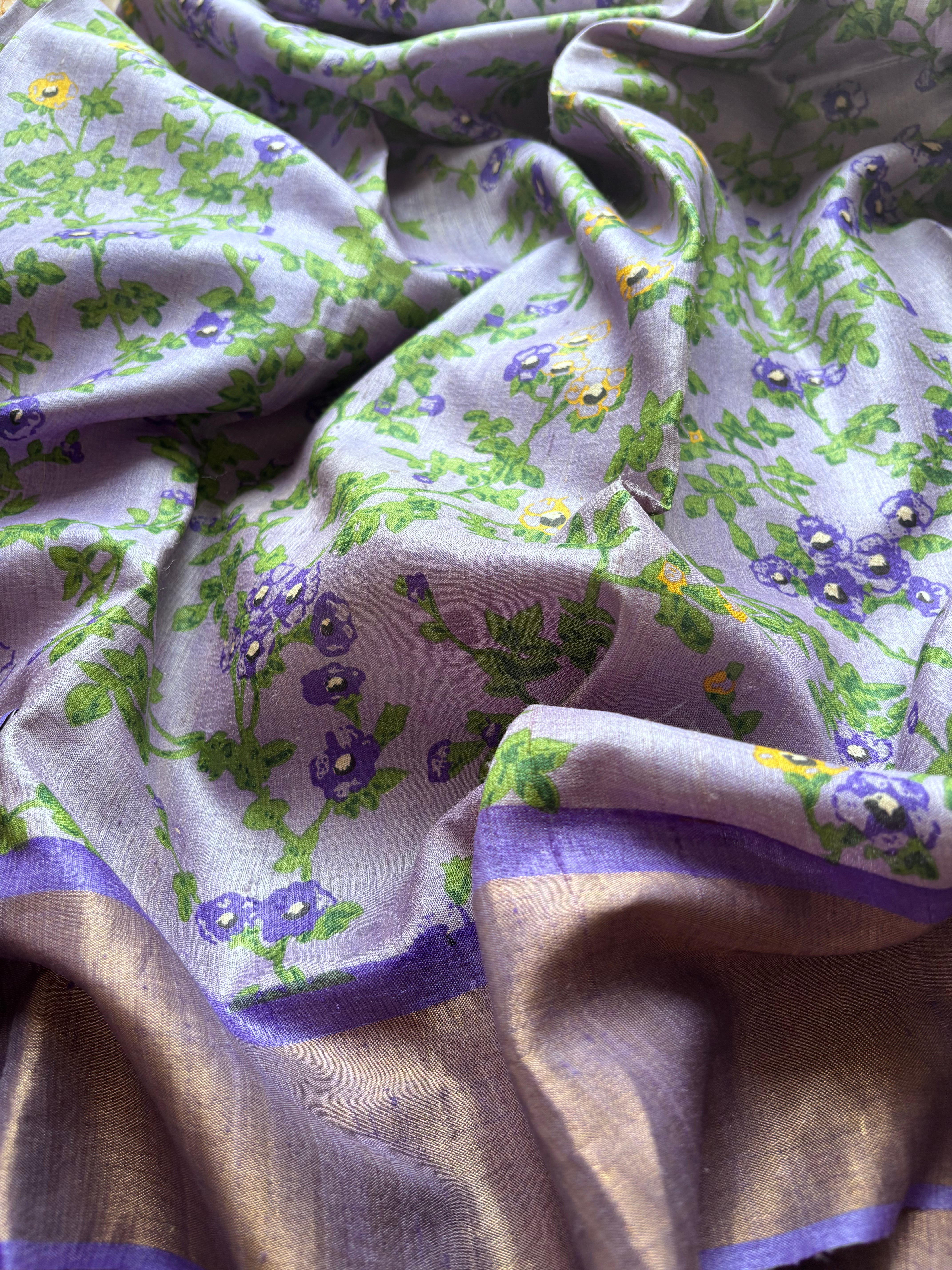 Lilac Tussar Saree