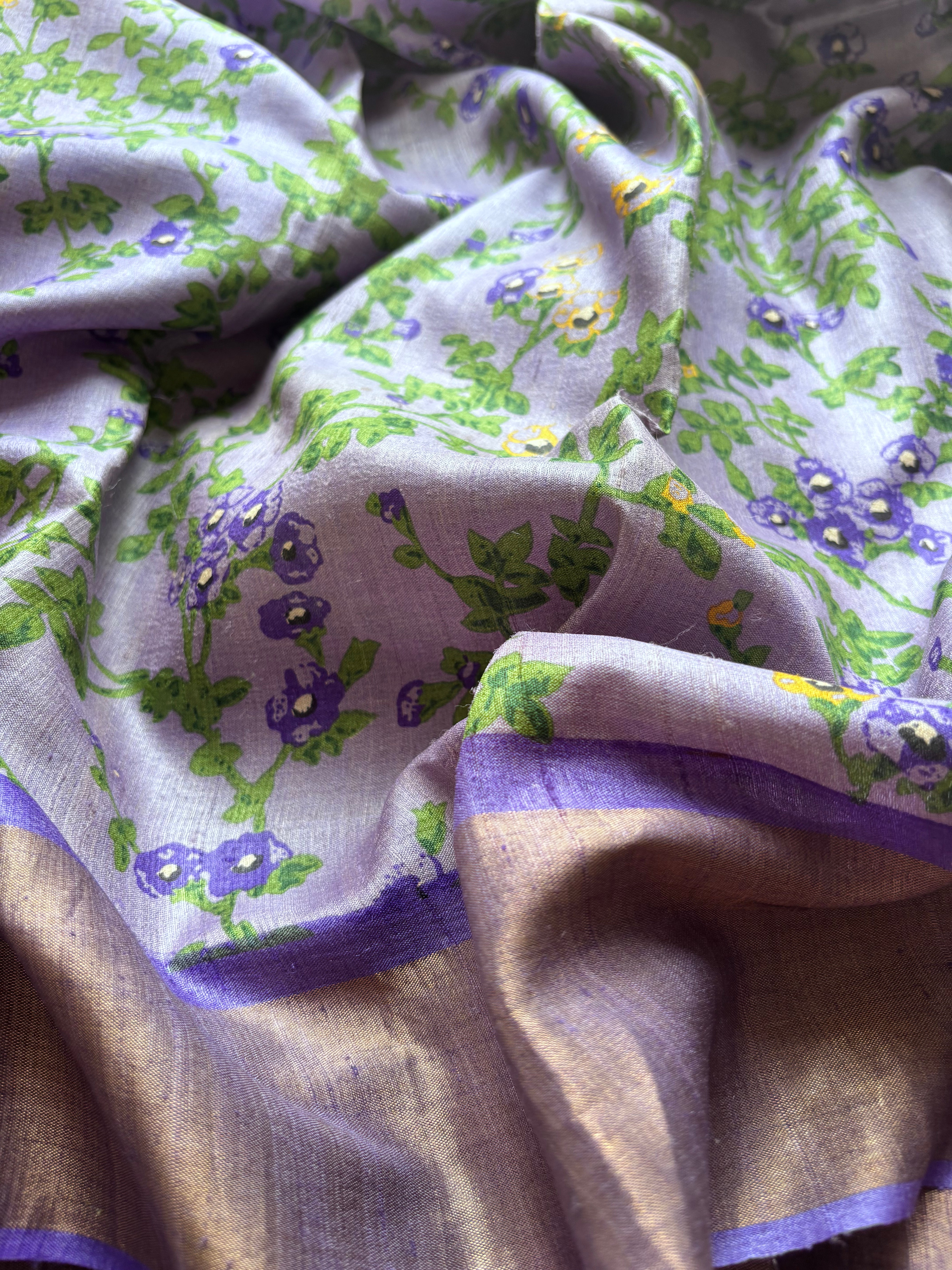 Lilac Tussar Saree