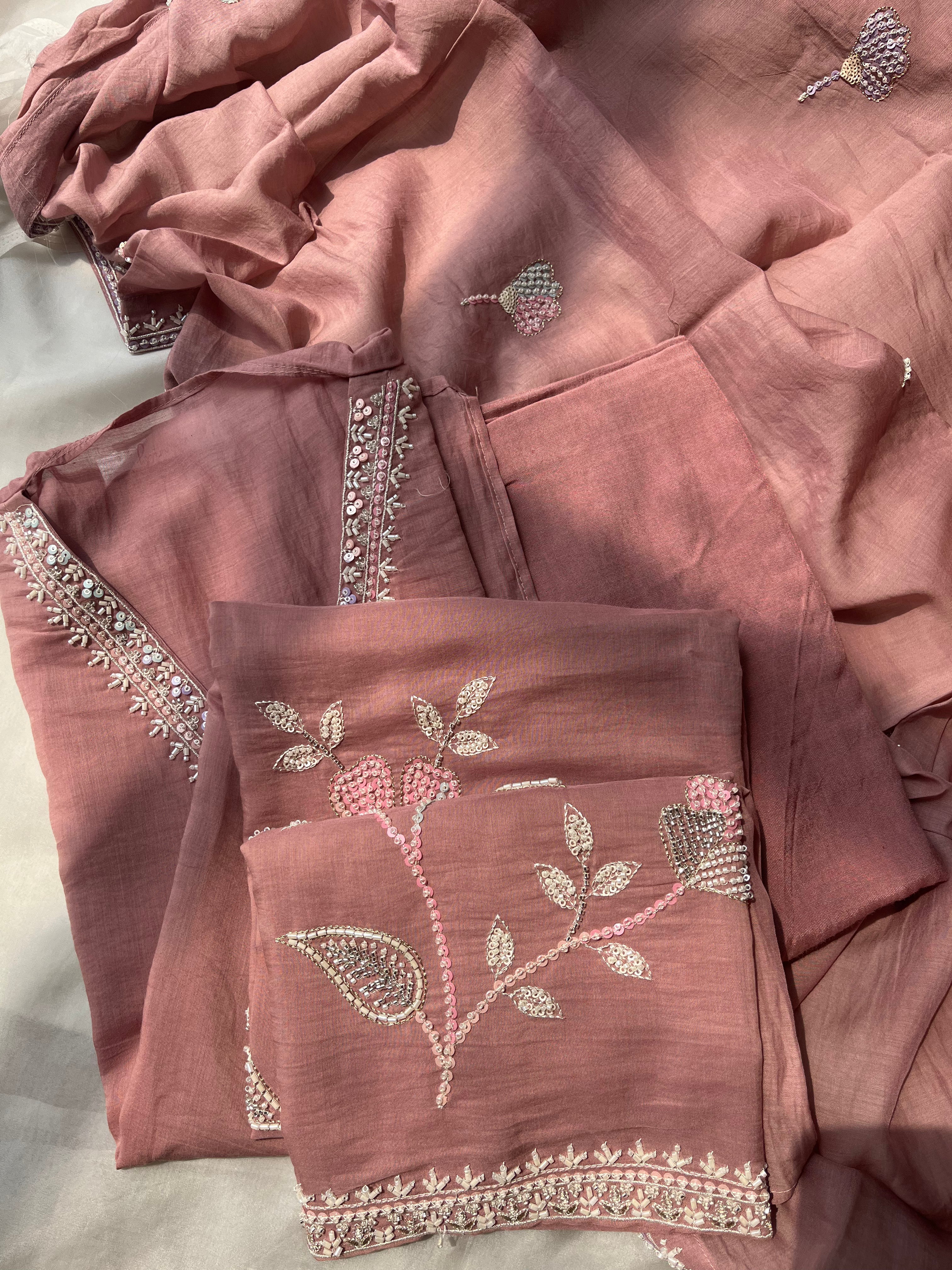 Pure muslin with hand embroidered salwar suit