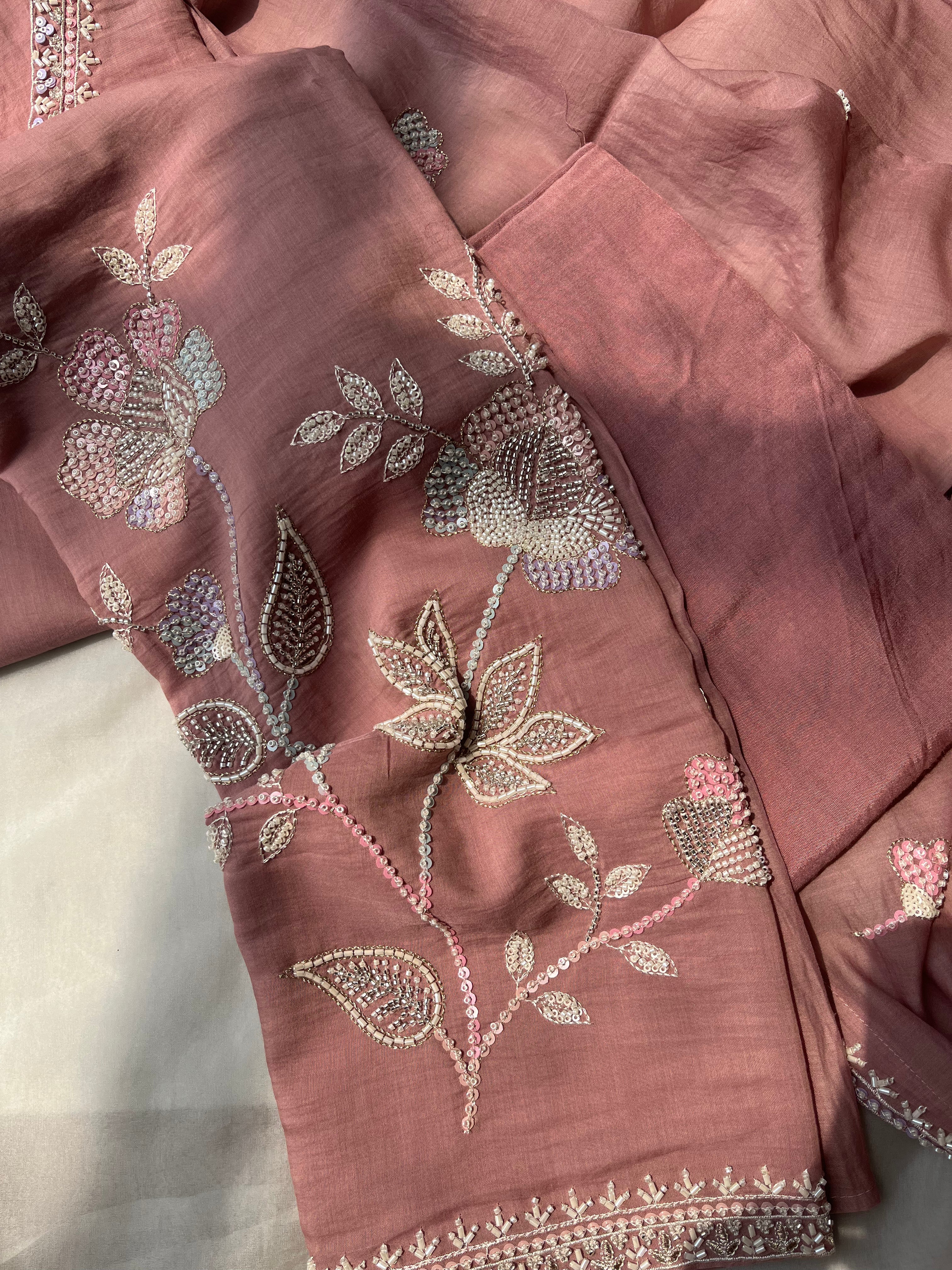 Pure muslin with hand embroidered salwar suit