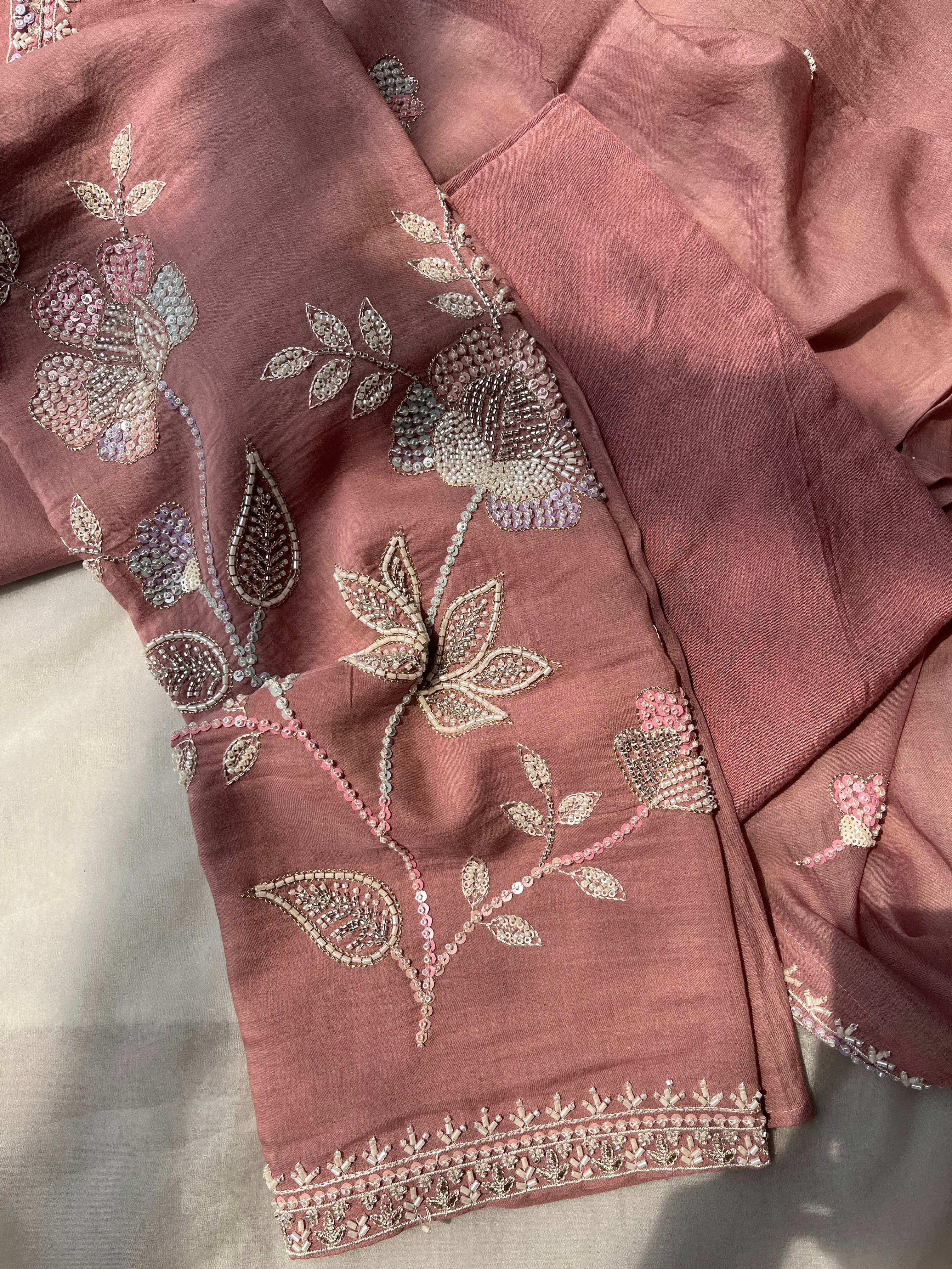 Pure muslin with hand embroidered salwar suit