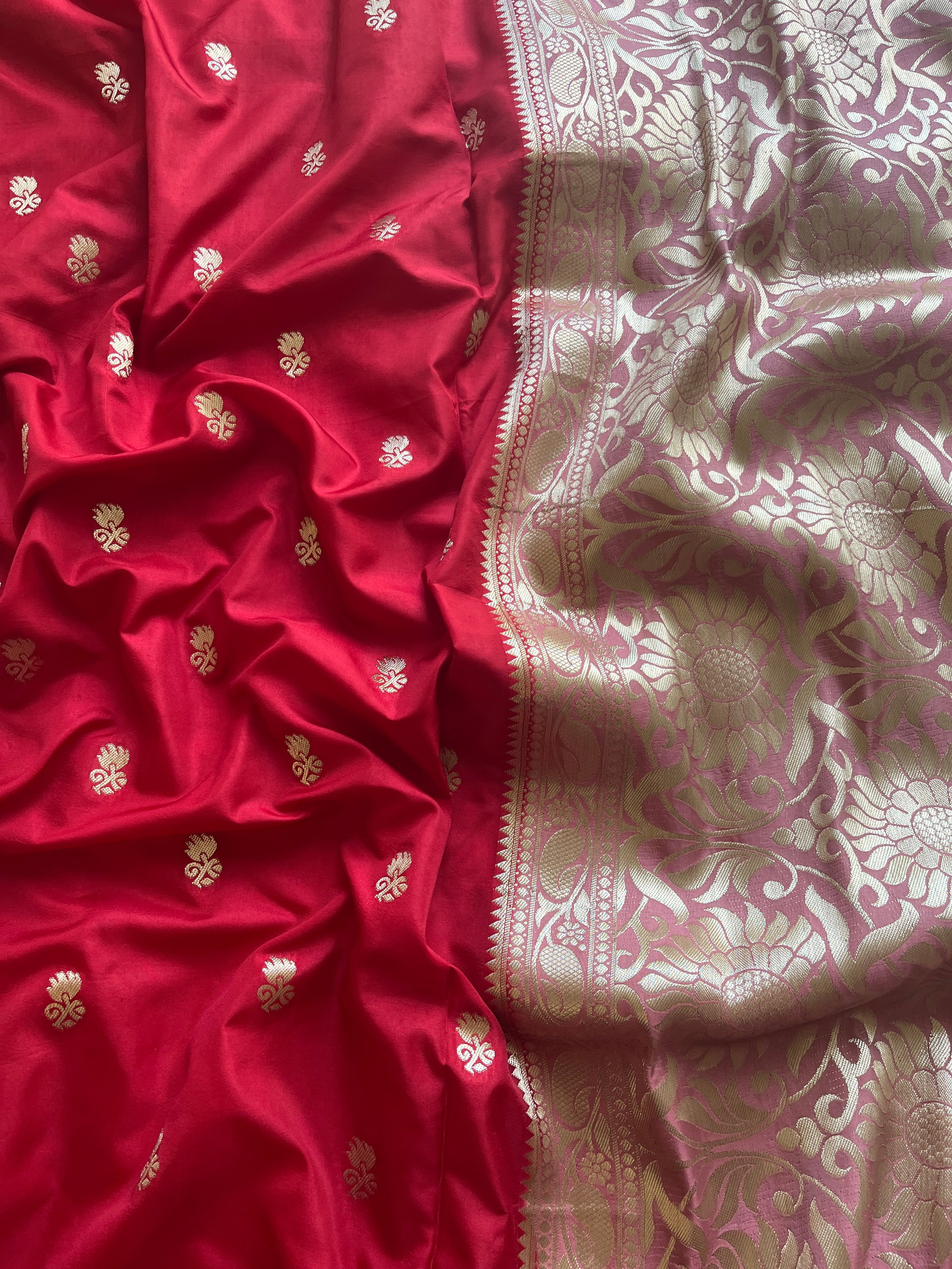 Red Banarasi semi silk Saree