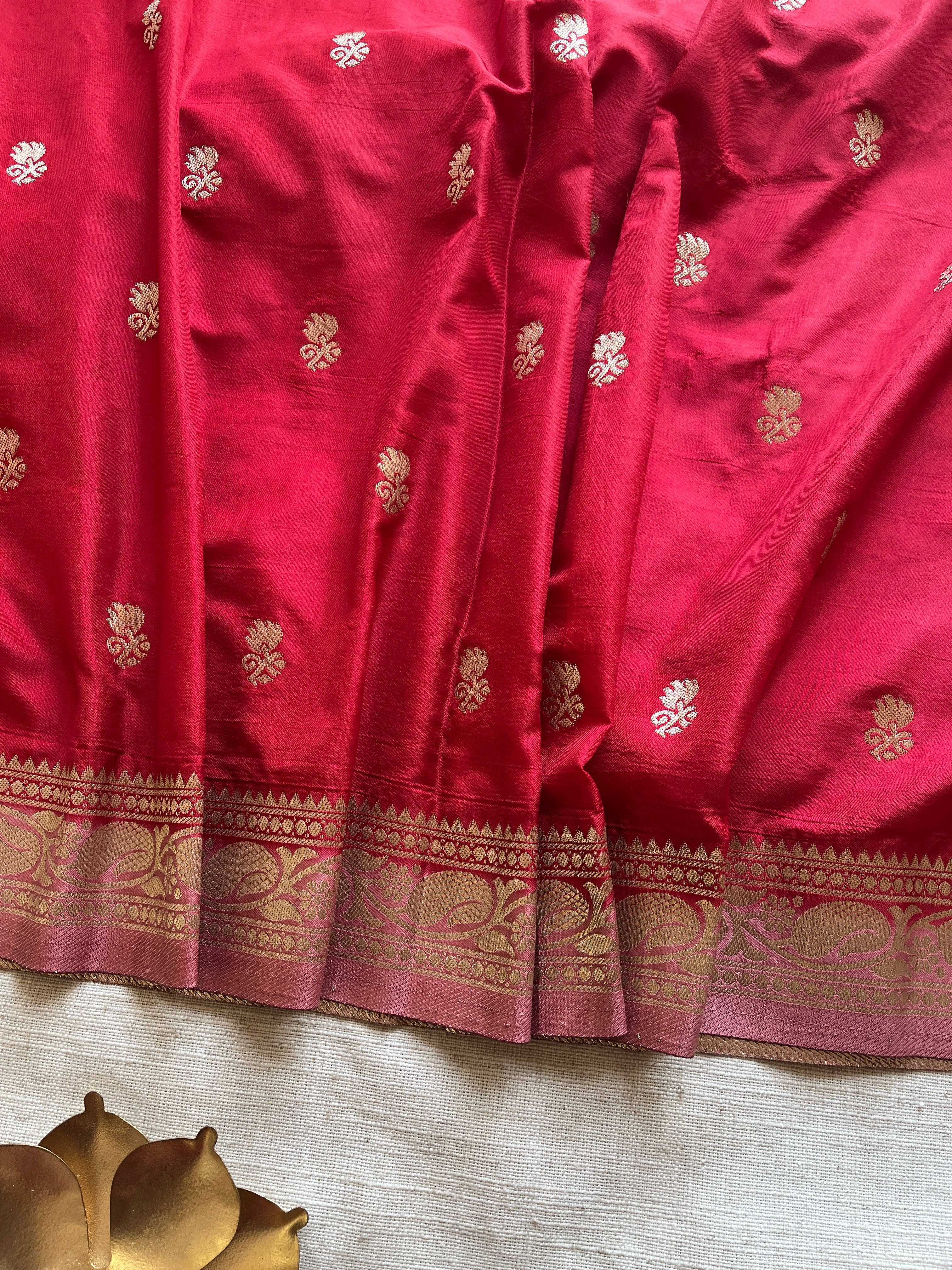 Red Banarasi semi silk Saree