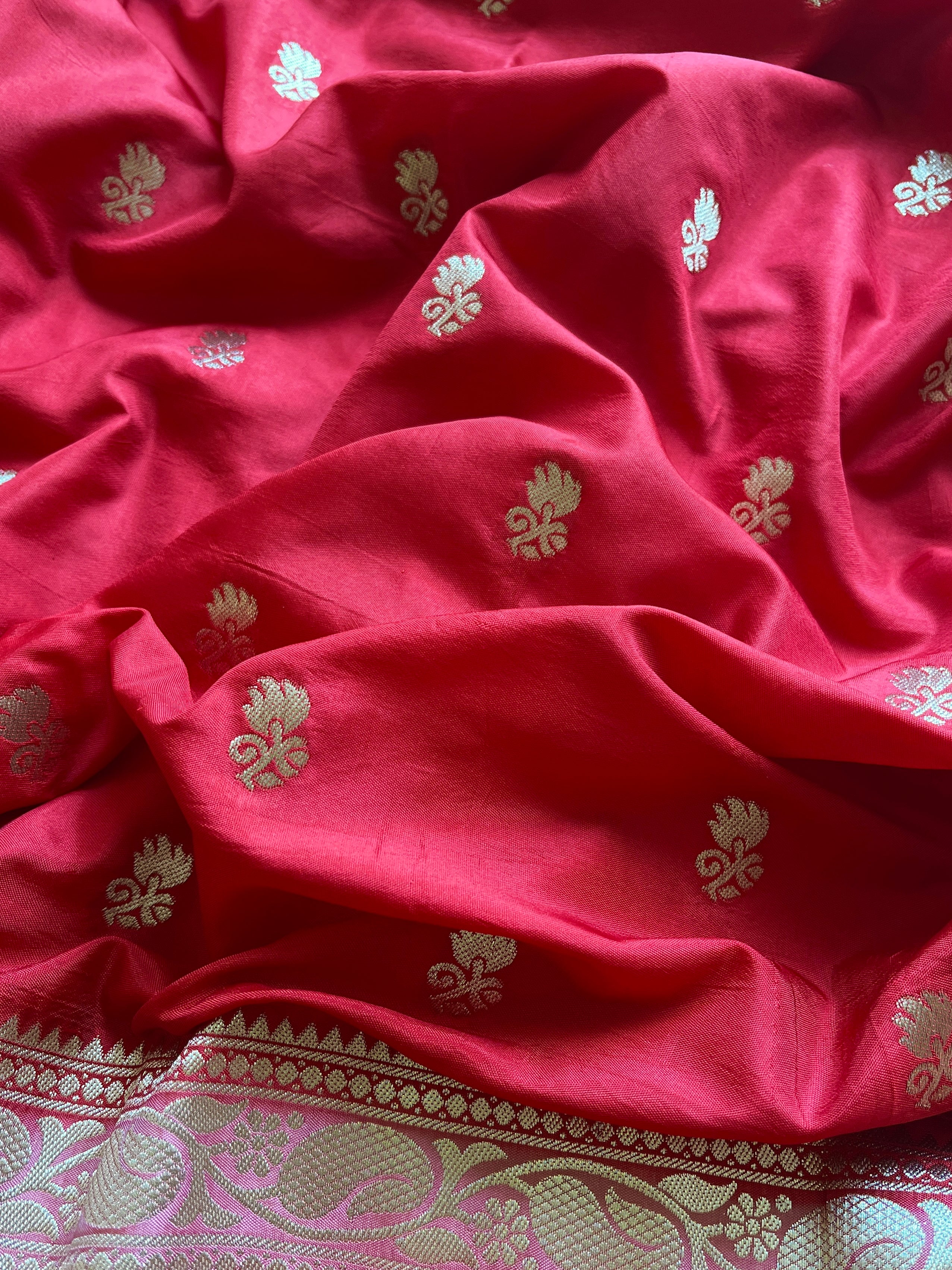 Red Banarasi semi silk Saree
