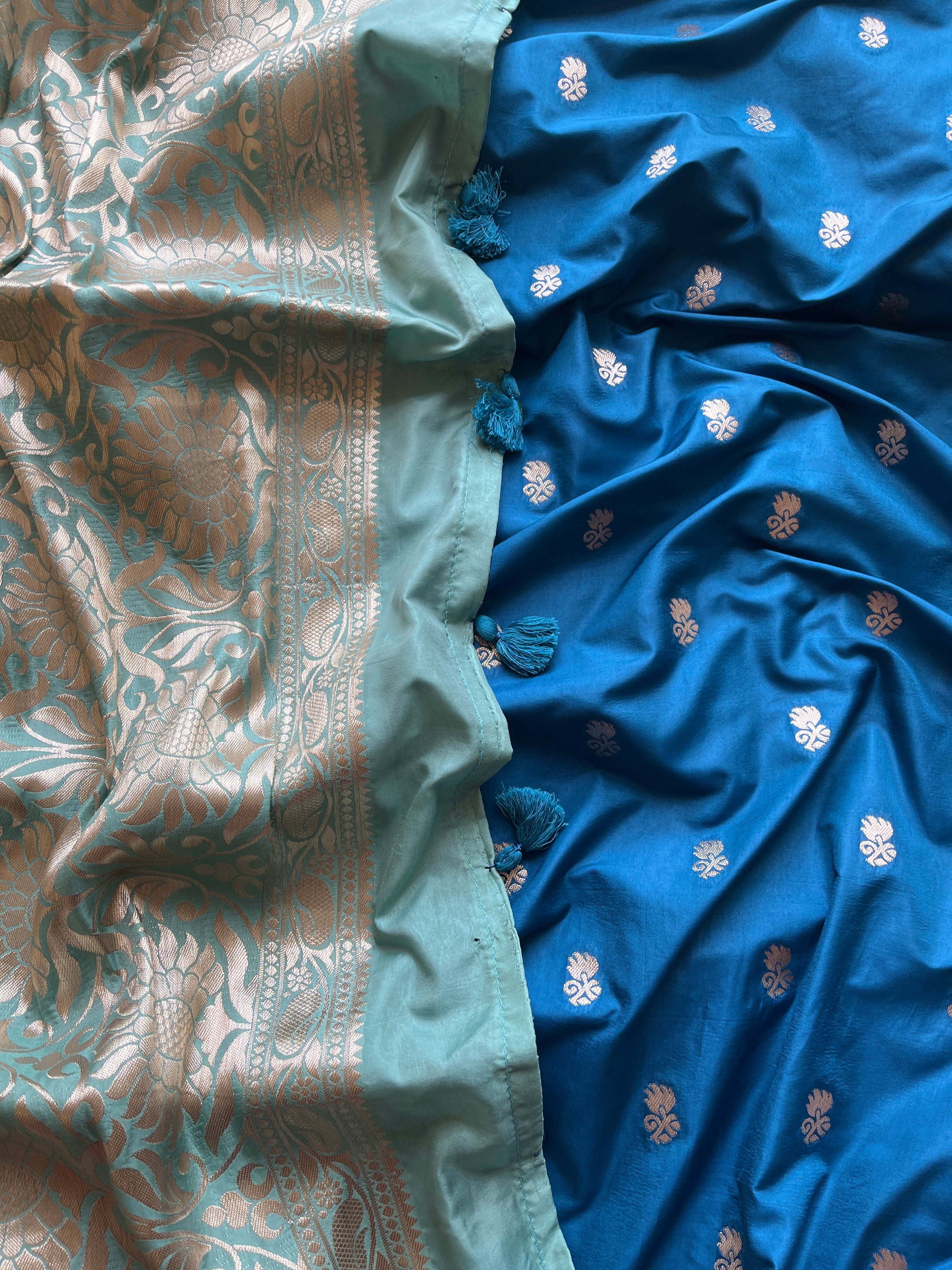 Blue Banarasi semi silk Saree