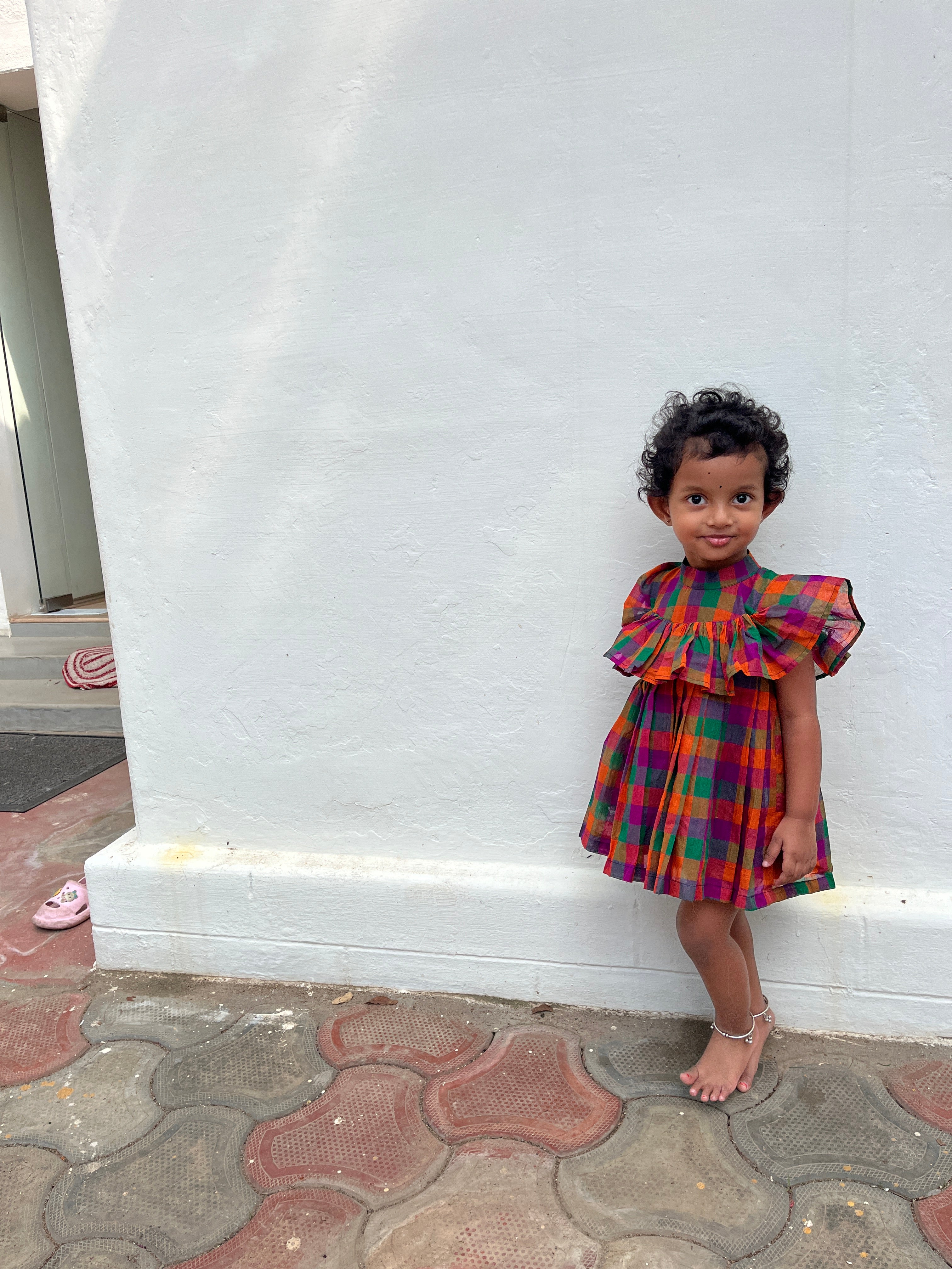 Madras kattam flared frock