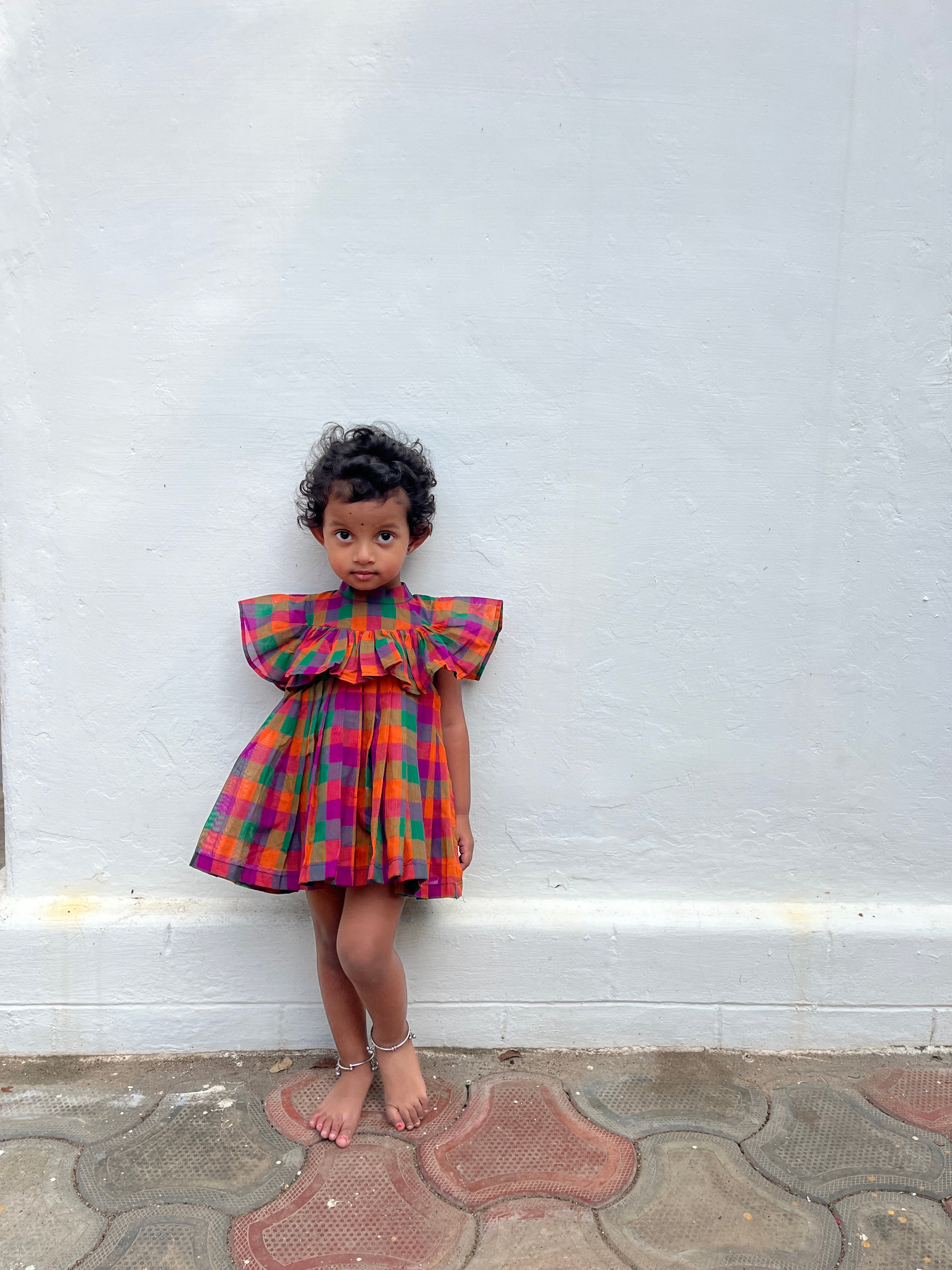 Madras kattam flared frock