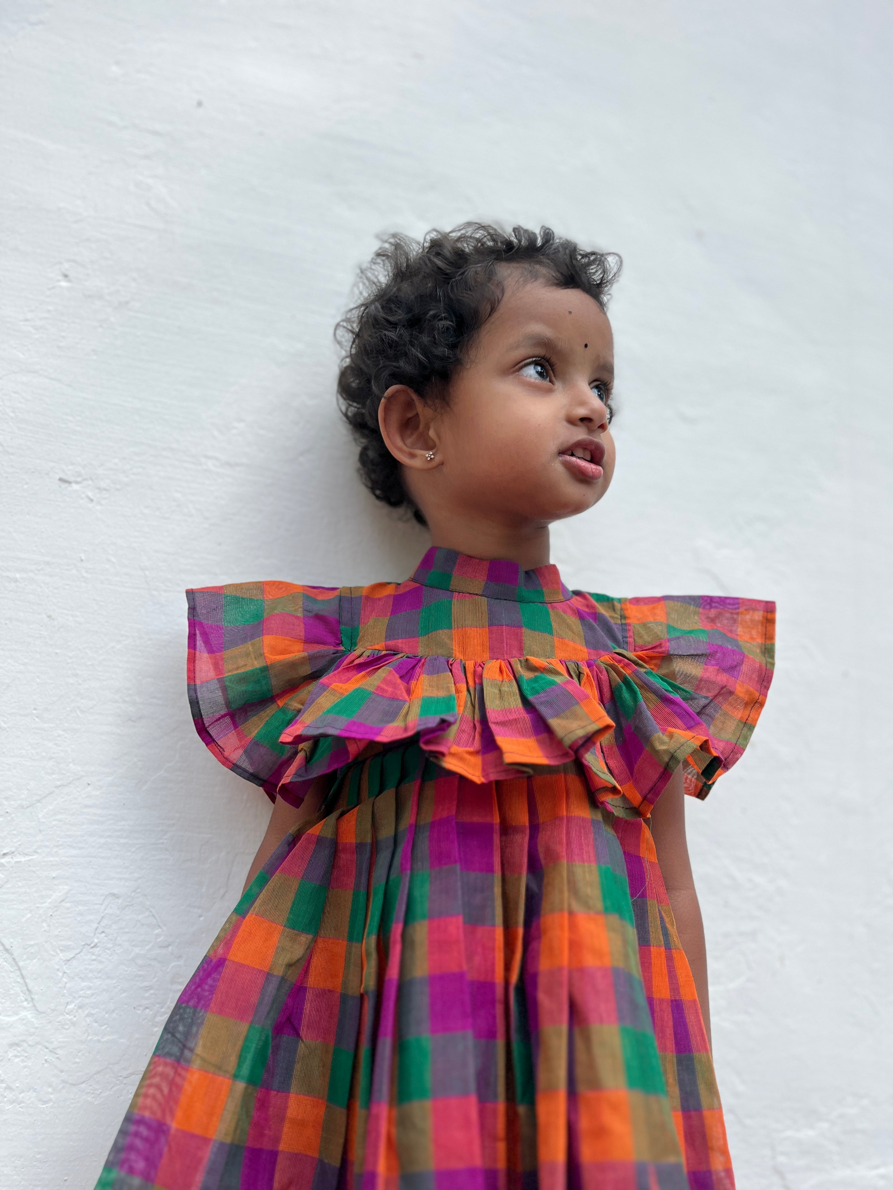 Madras kattam flared frock