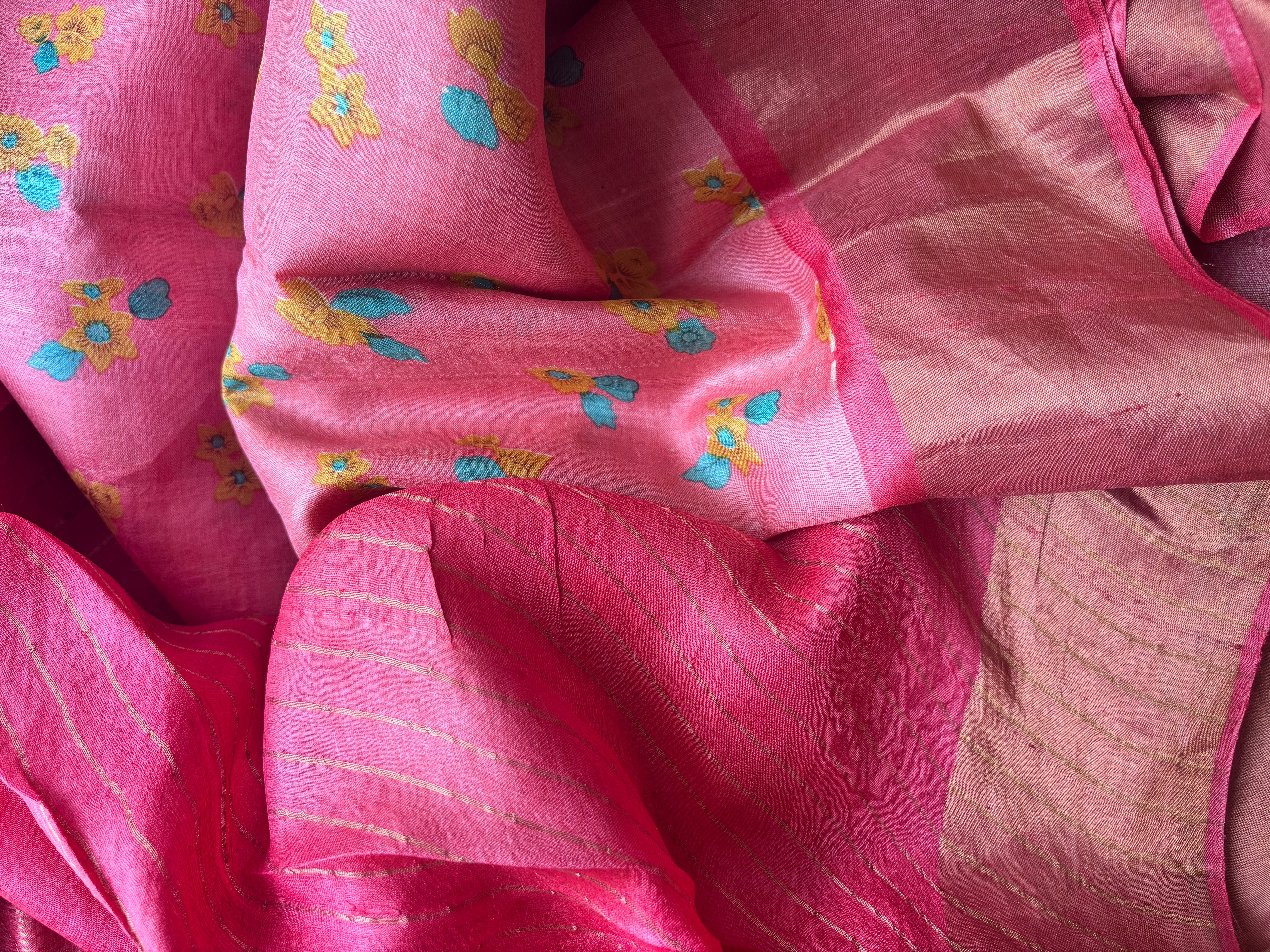 Peach Tussar Saree