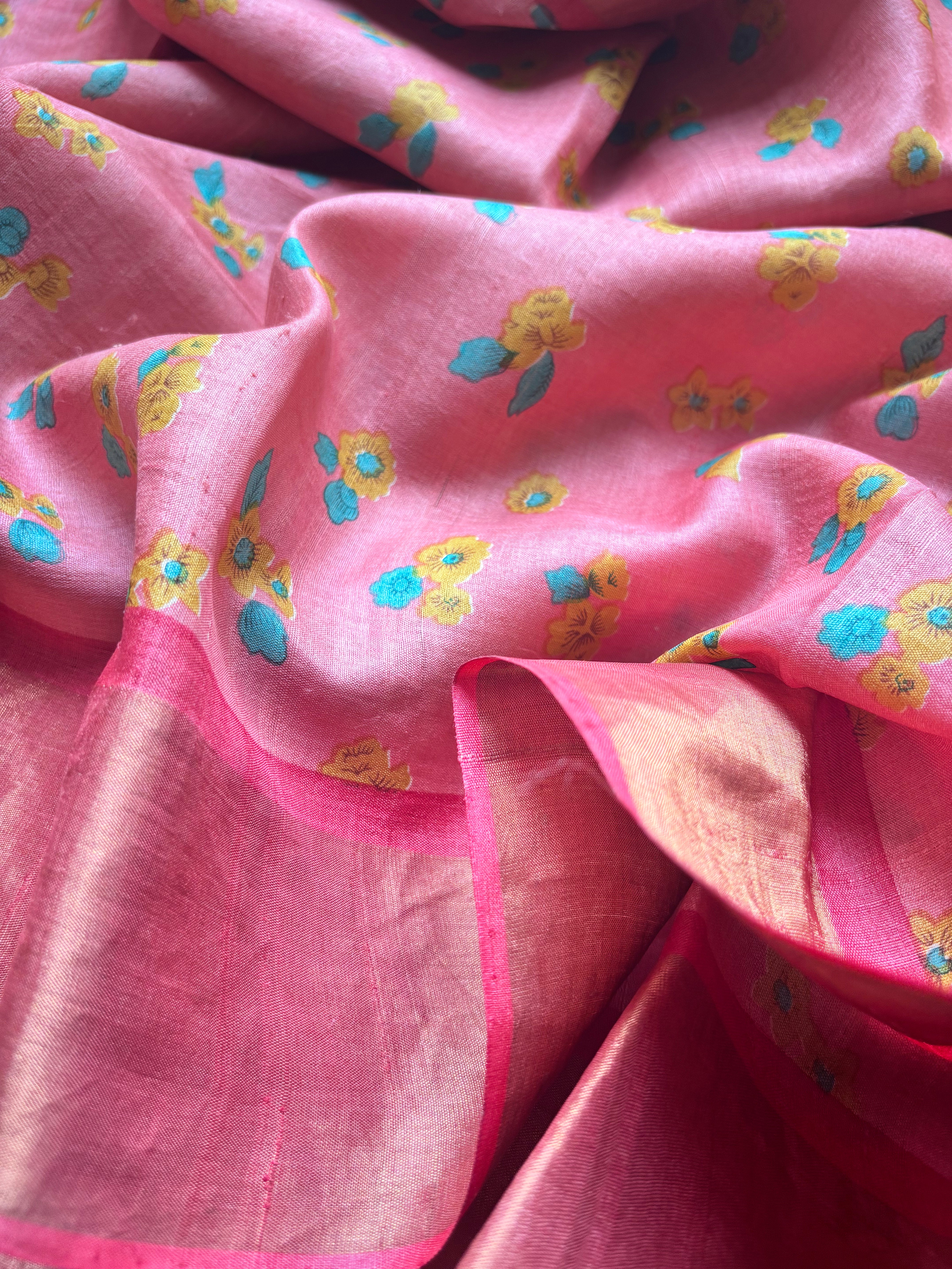 Peach Tussar Saree