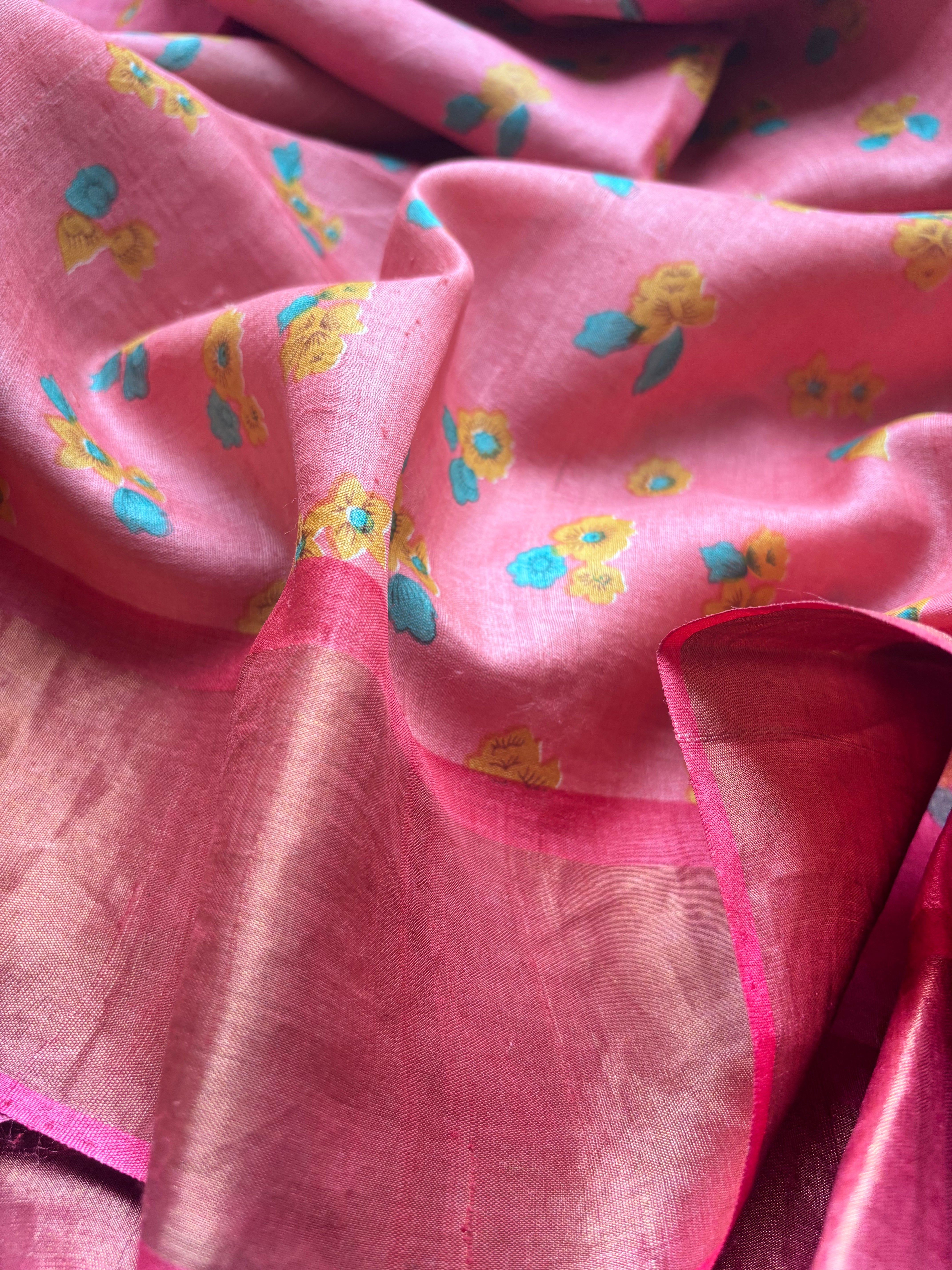 Peach Tussar Saree