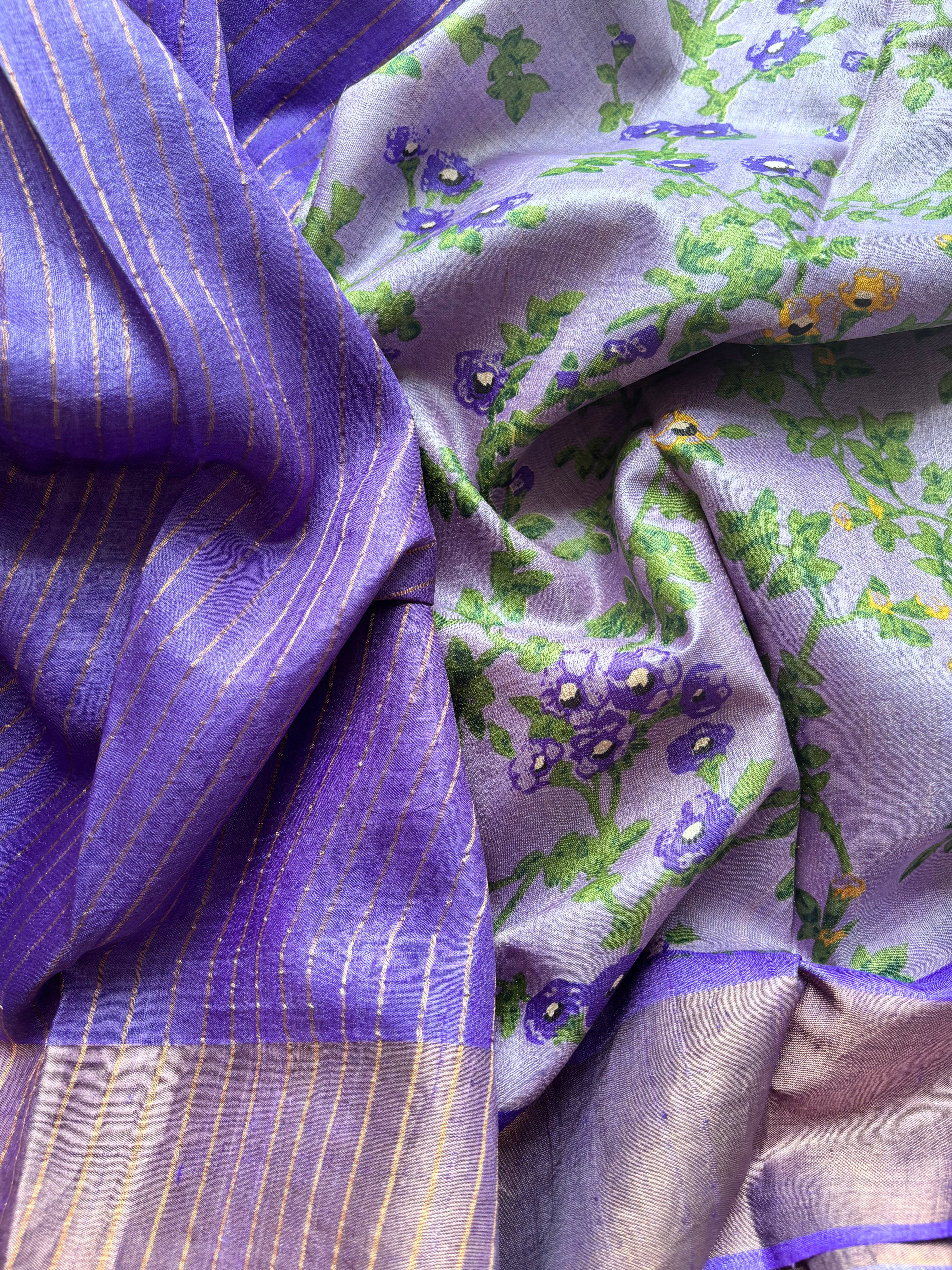 Lilac Tussar Saree