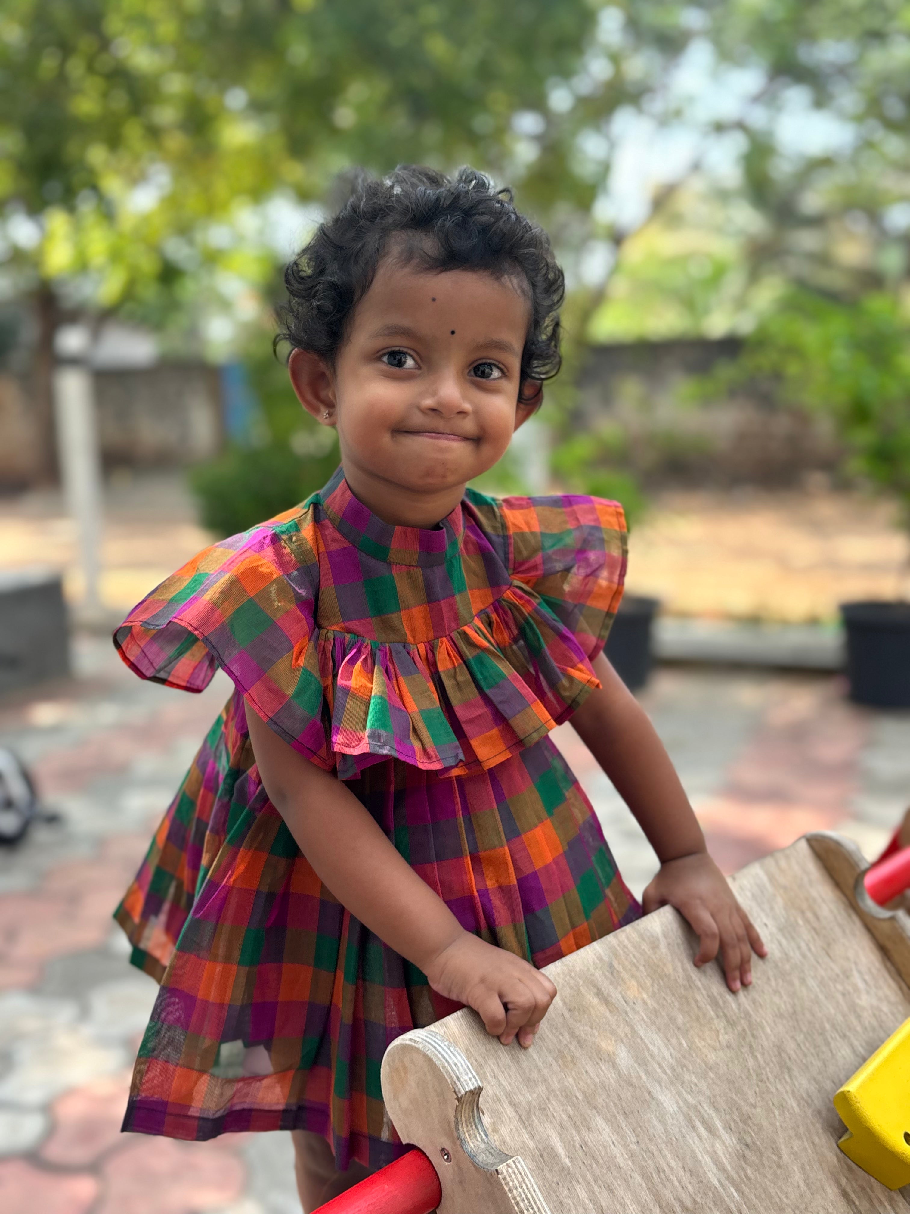 Madras kattam flared frock