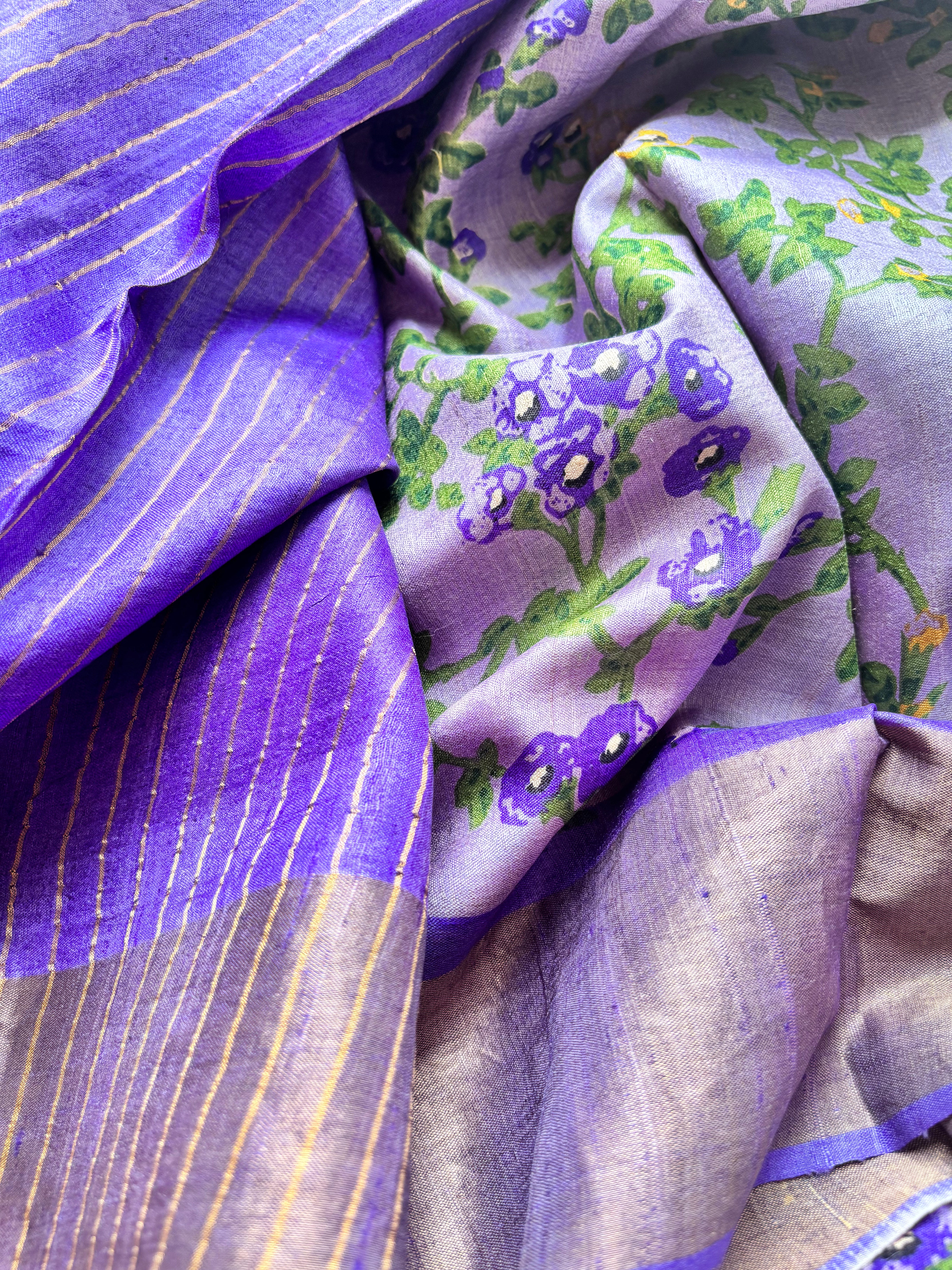 Lilac Tussar Saree