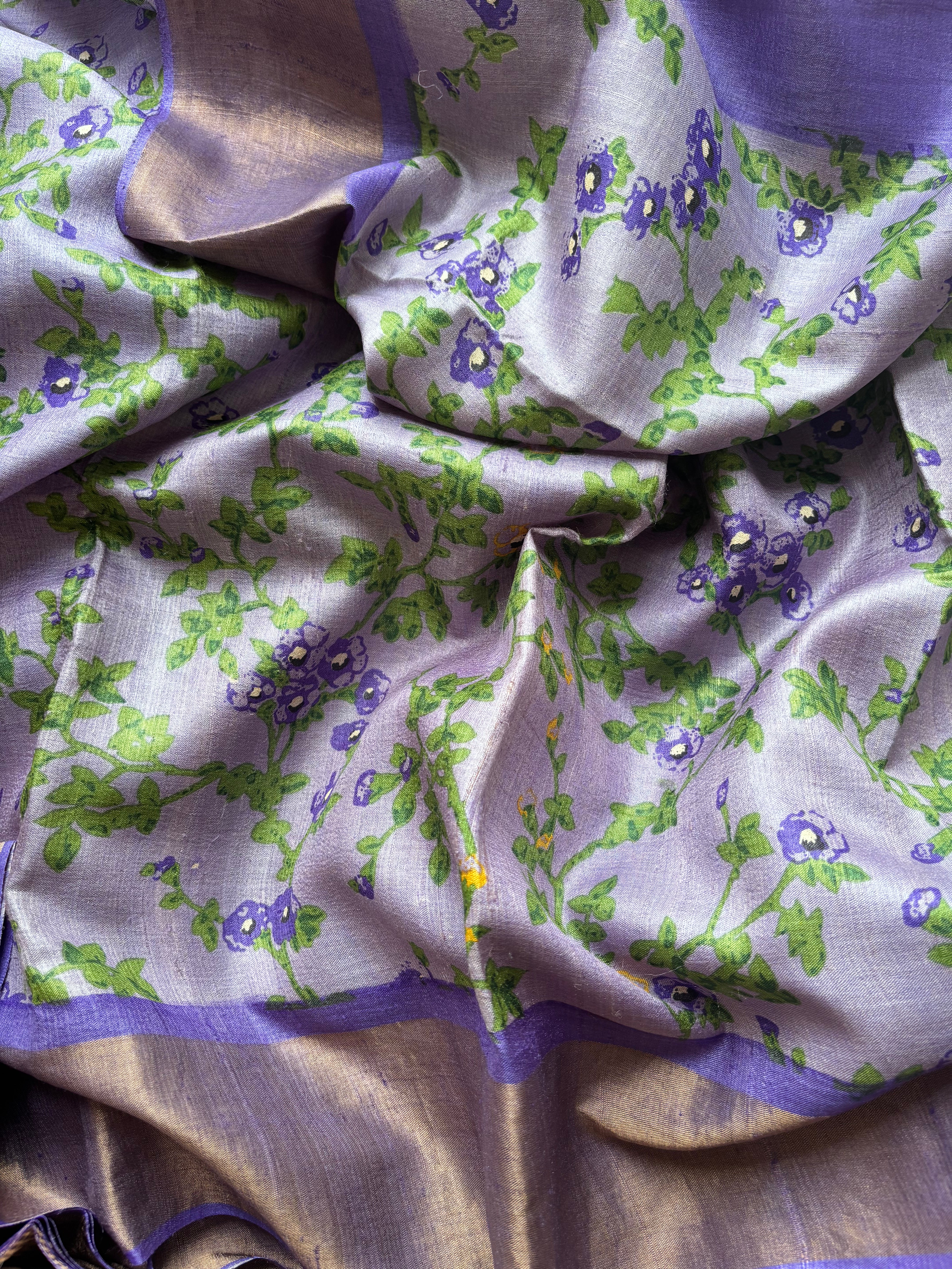 Lilac Tussar Saree