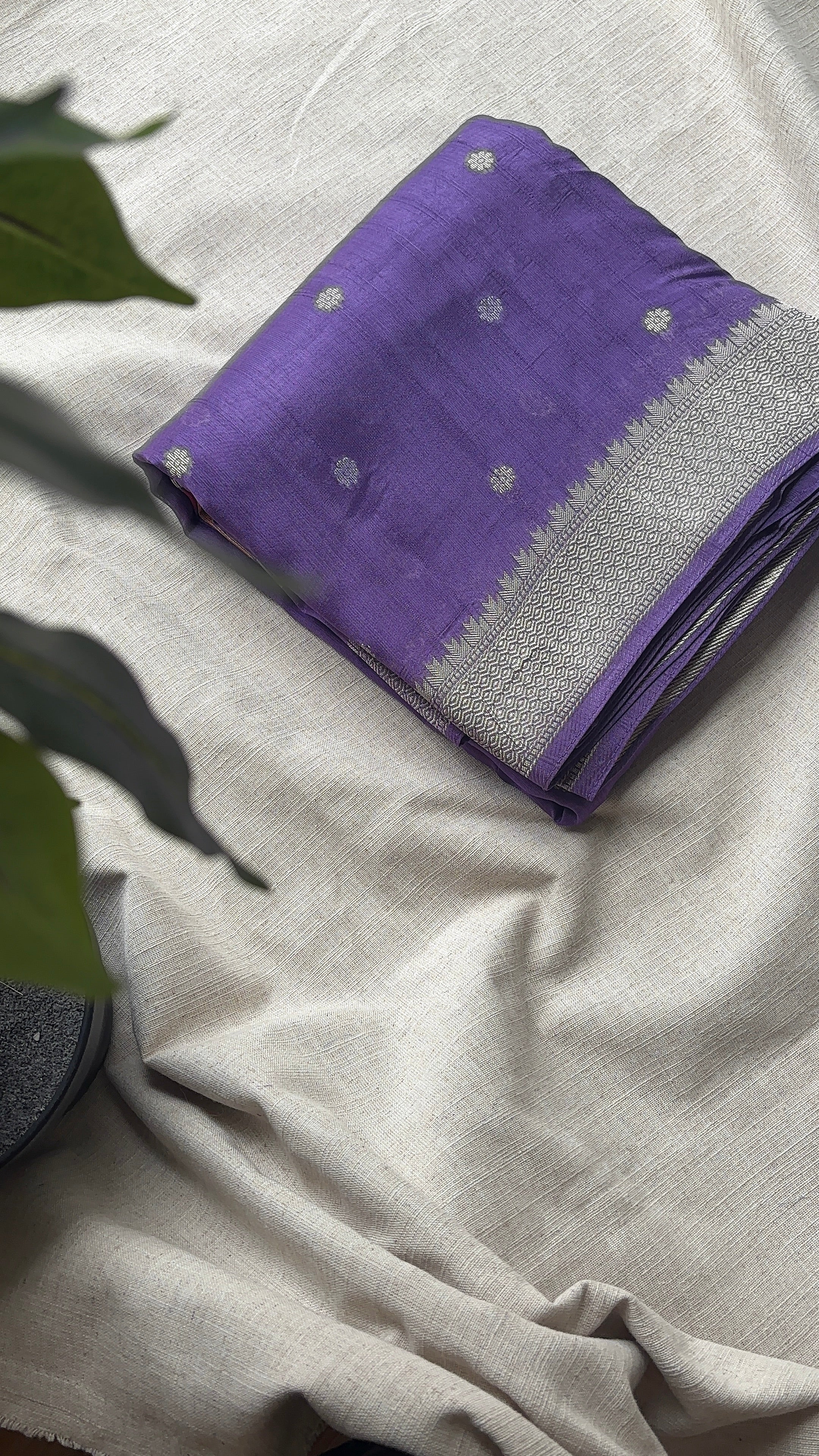 Lavender Semi Raw Silk Banarasi Saree