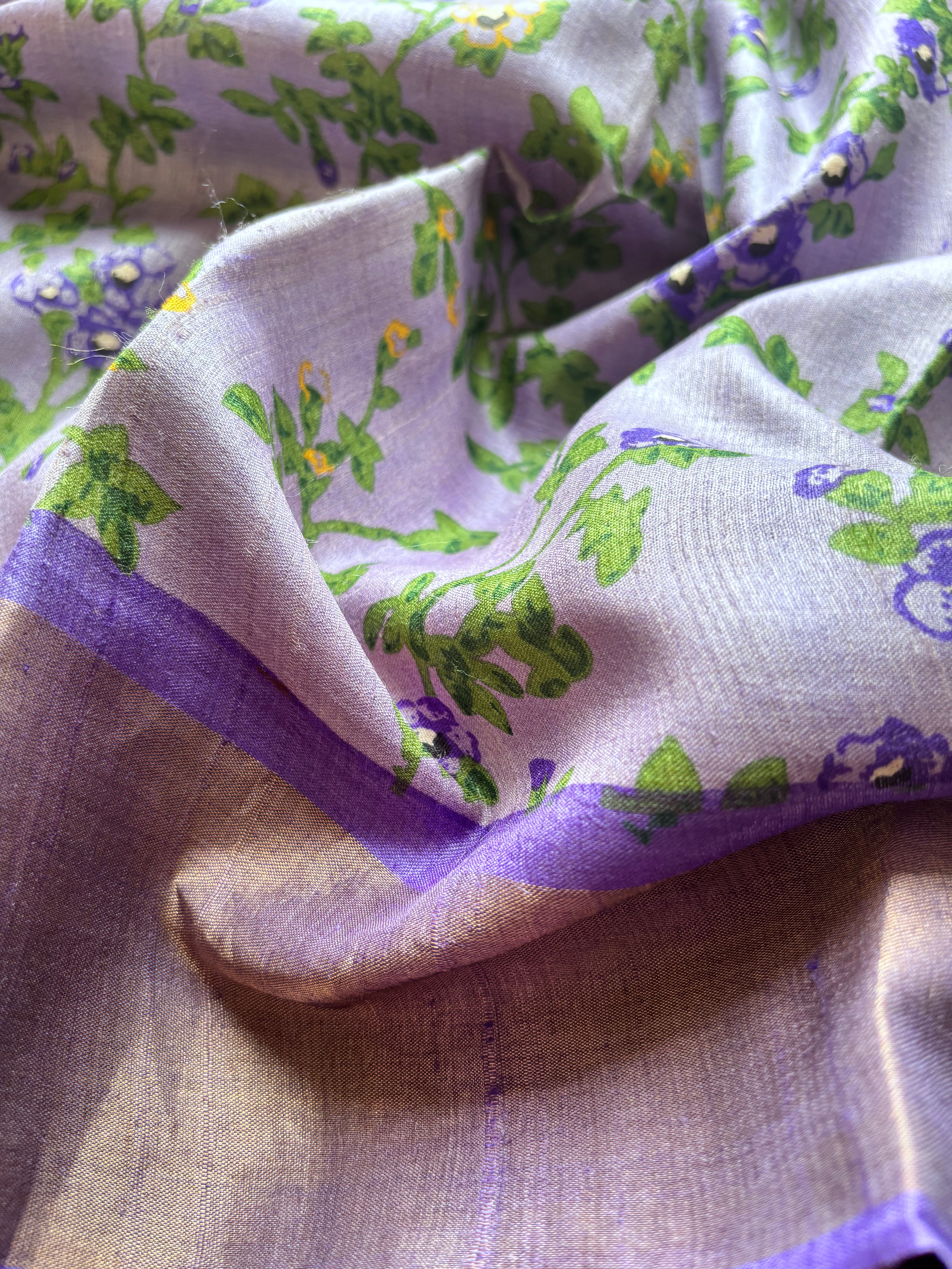 Lilac Tussar Saree