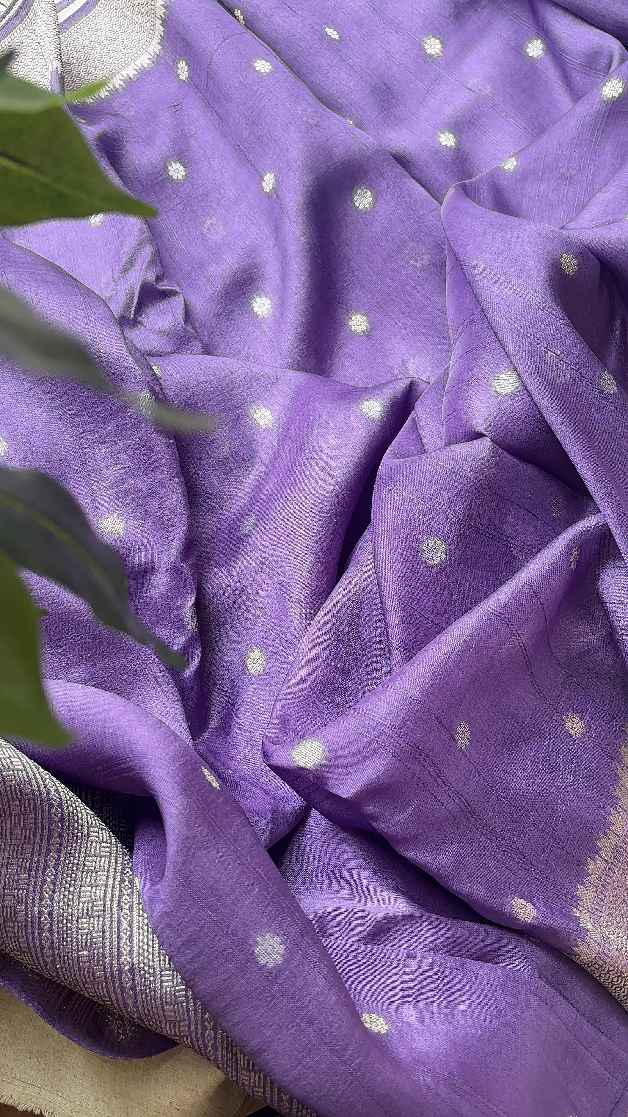 Lavender Semi Raw Silk Banarasi Saree