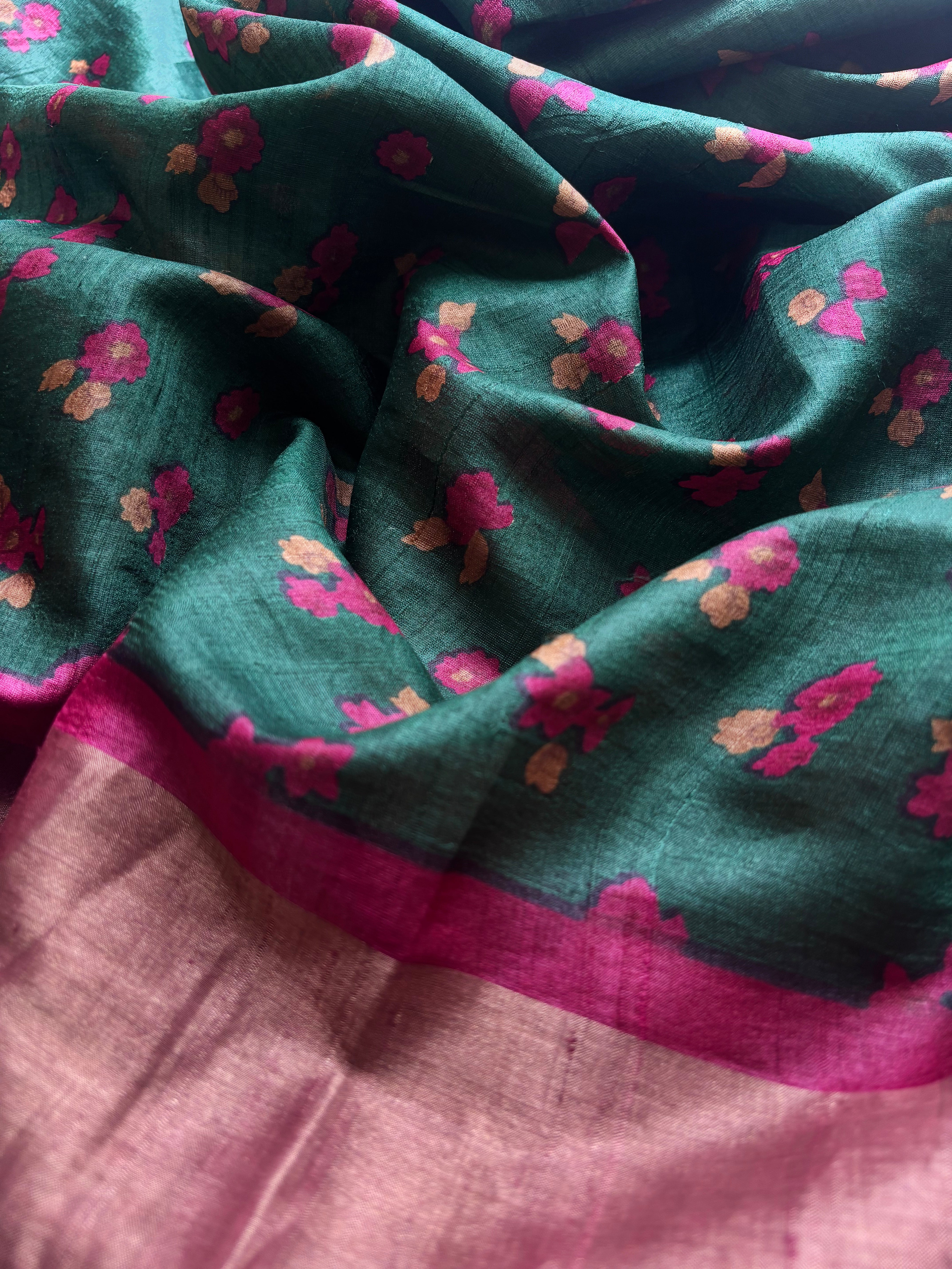 Green Tussar Saree