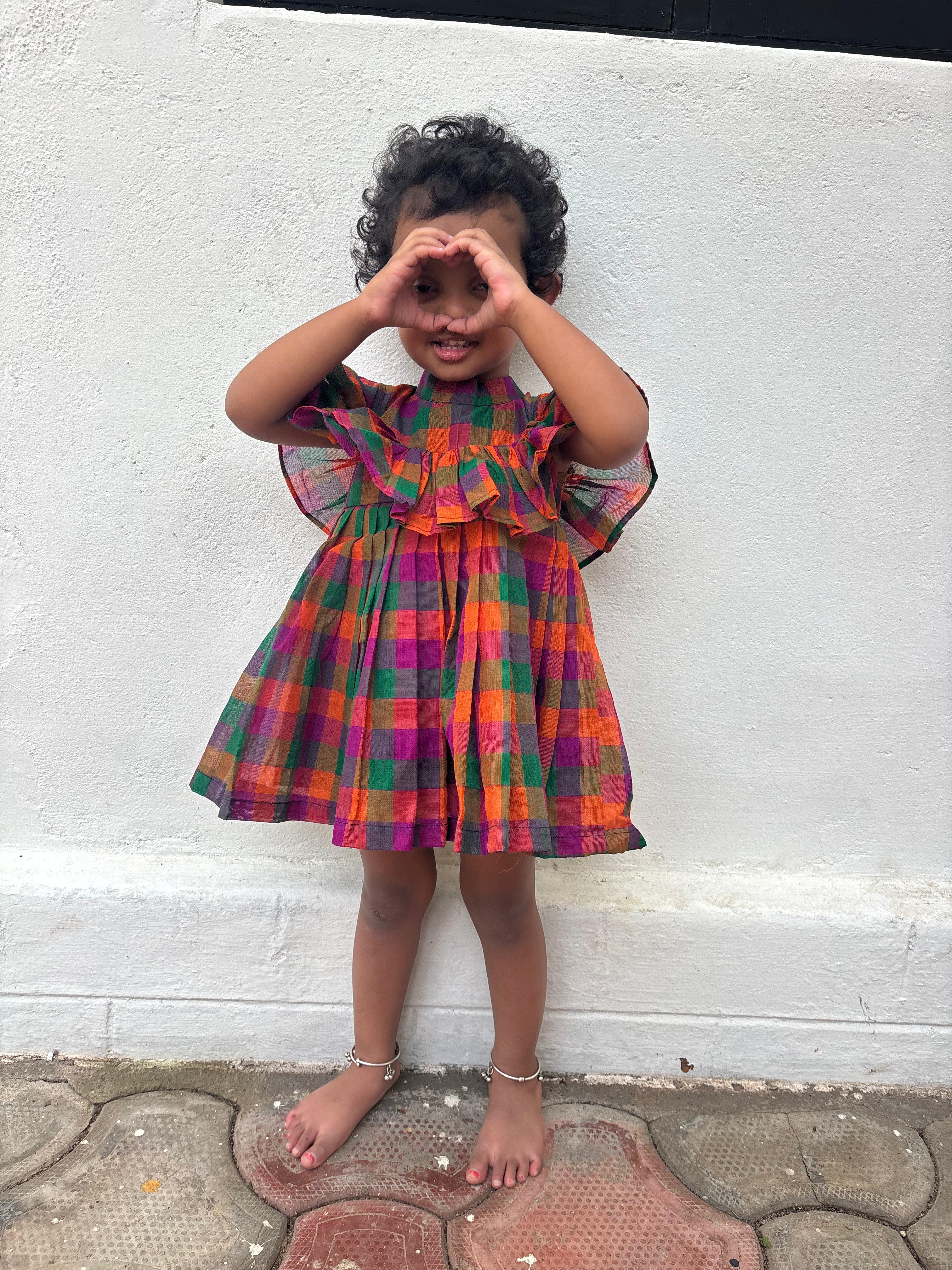 Madras kattam flared frock