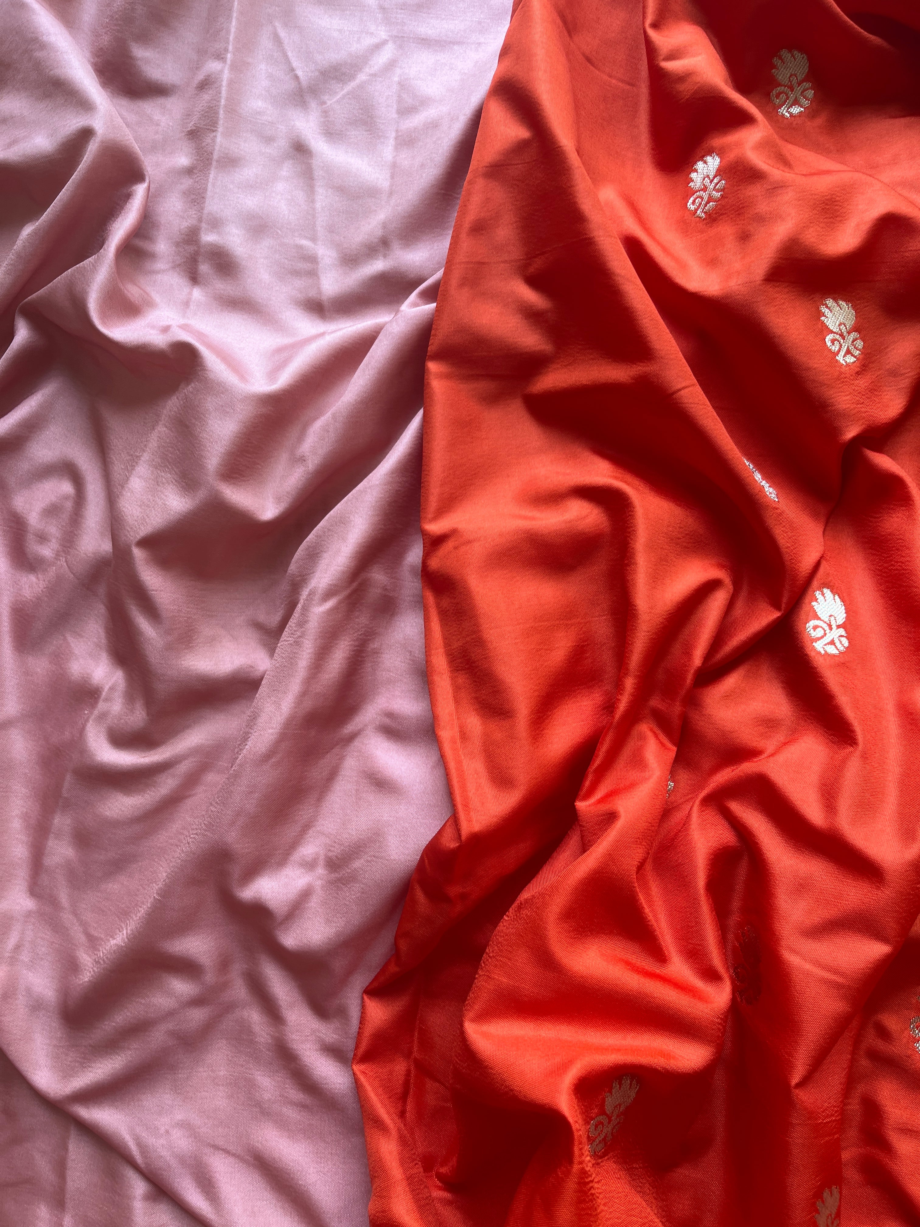 Orange Banarasi semi silk Saree