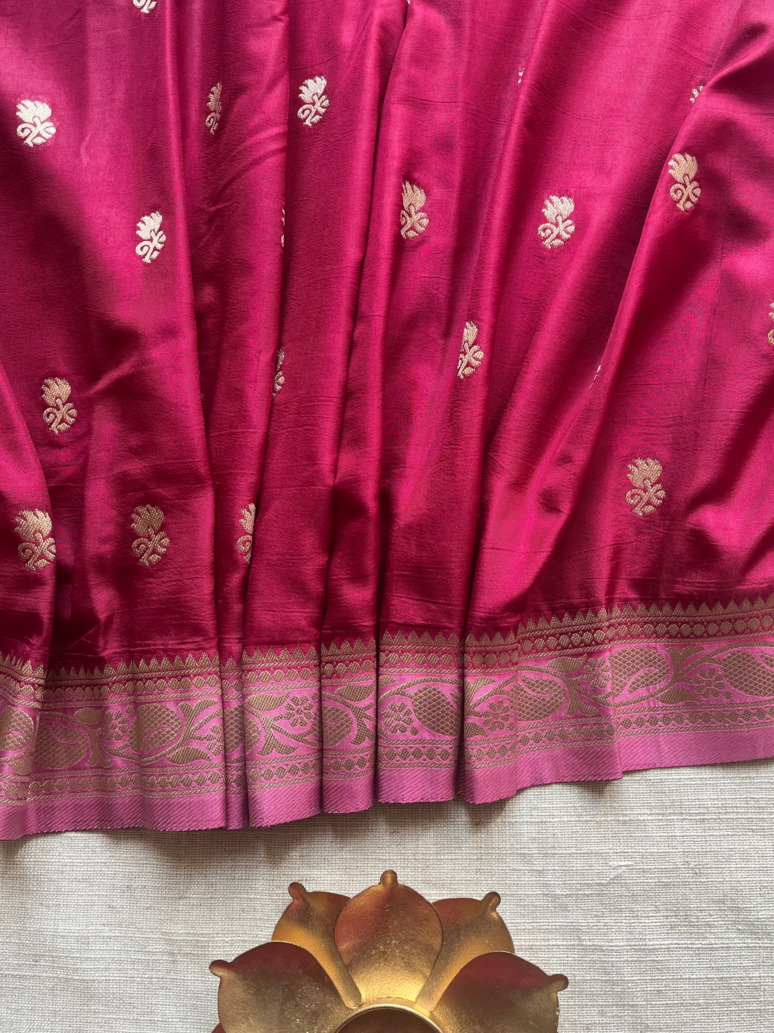 Magenta Banarasi semi silk Saree