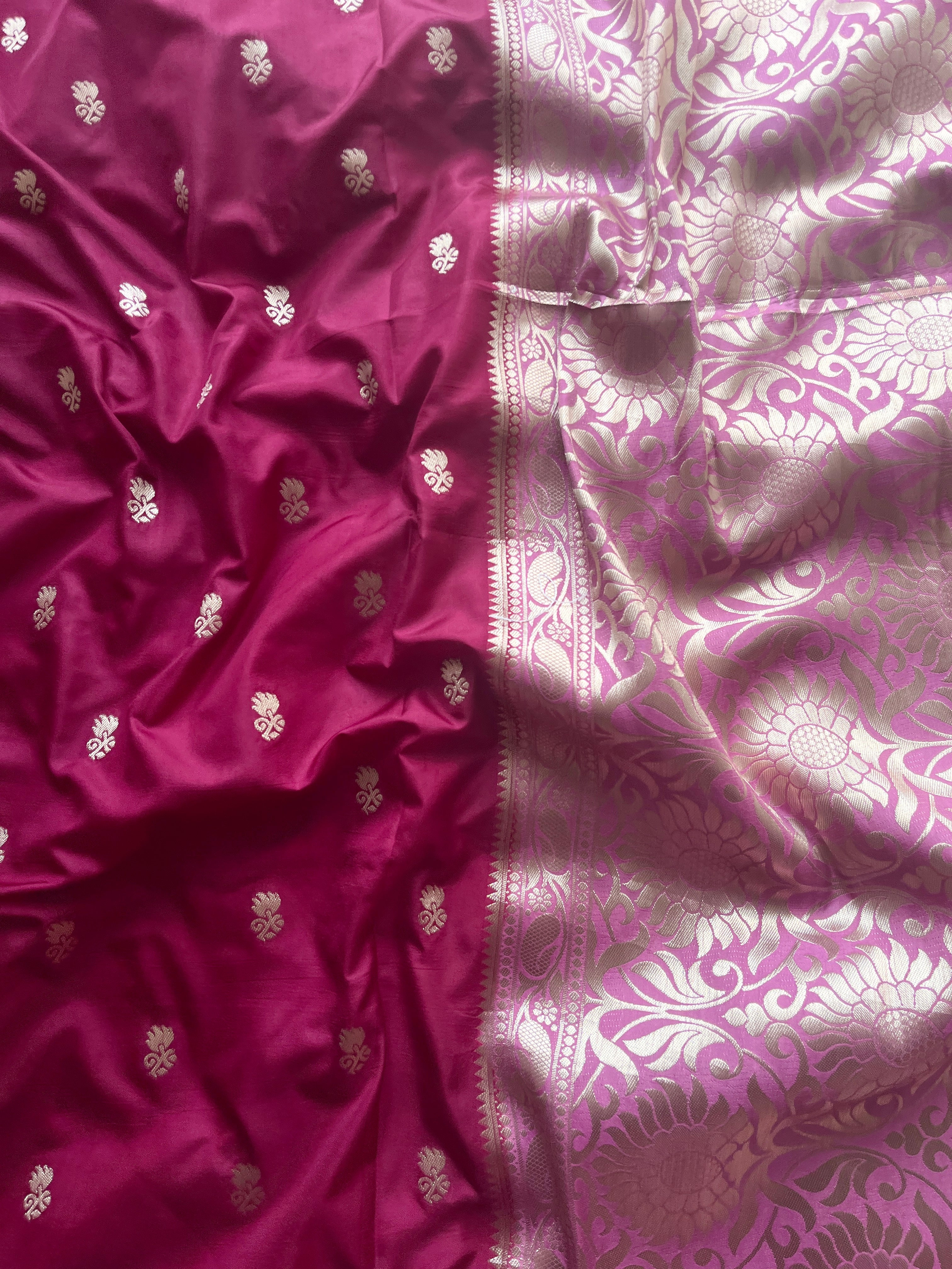Magenta Banarasi semi silk Saree