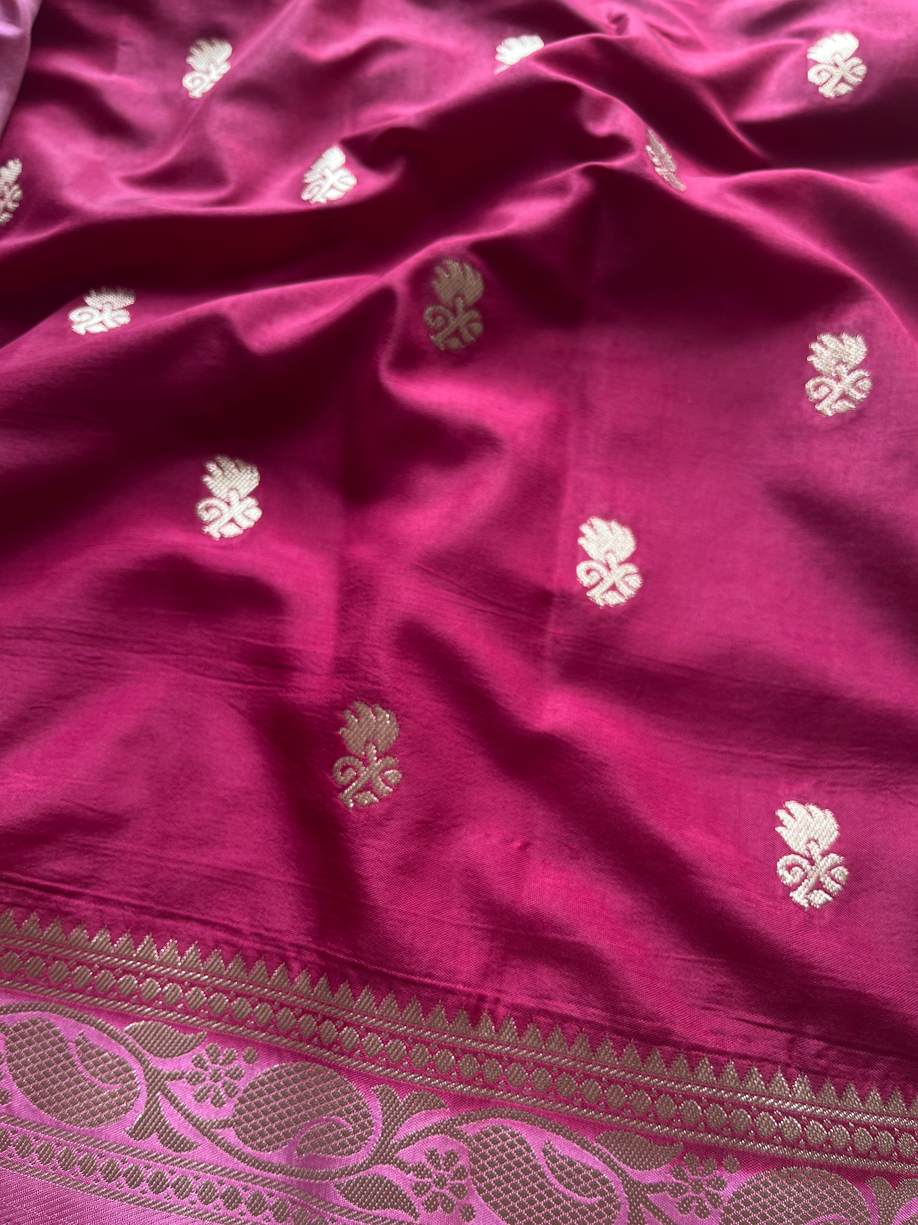 Magenta Banarasi semi silk Saree