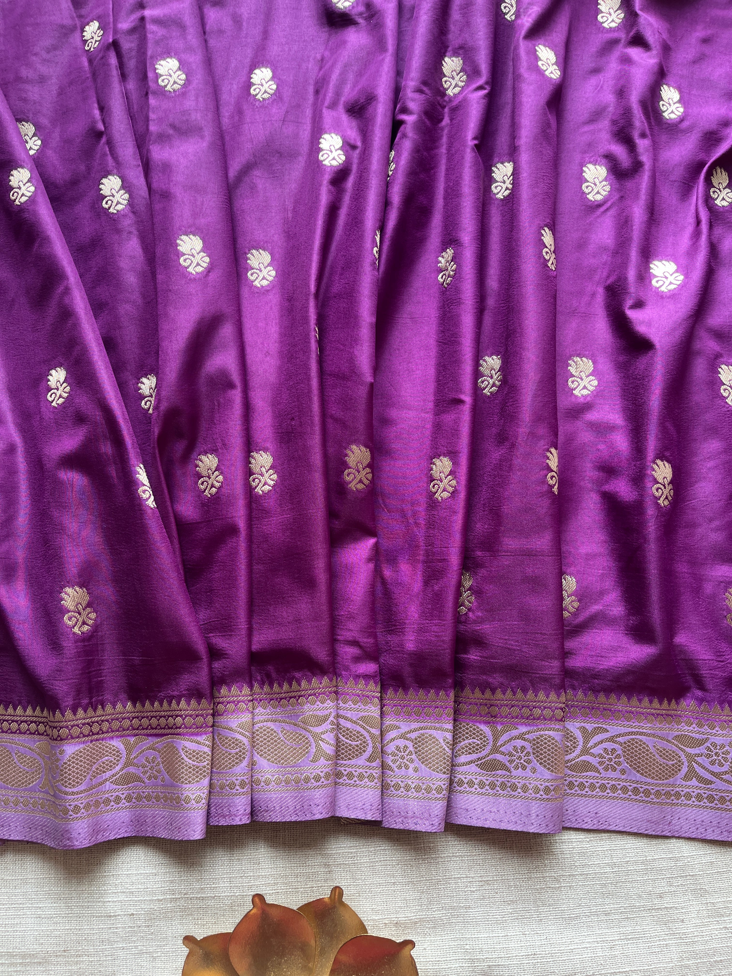 Purple Banarasi semi silk