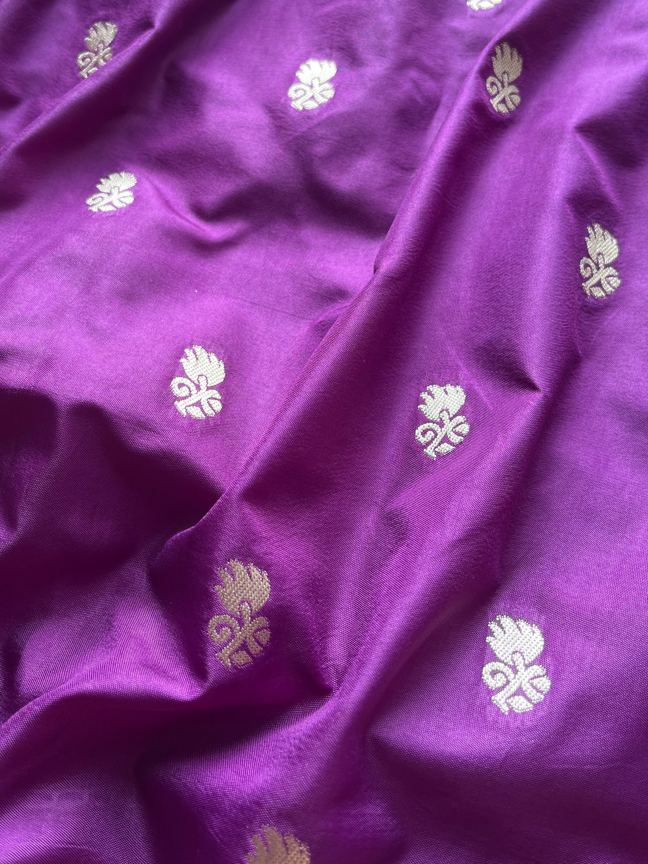 Purple Banarasi semi silk