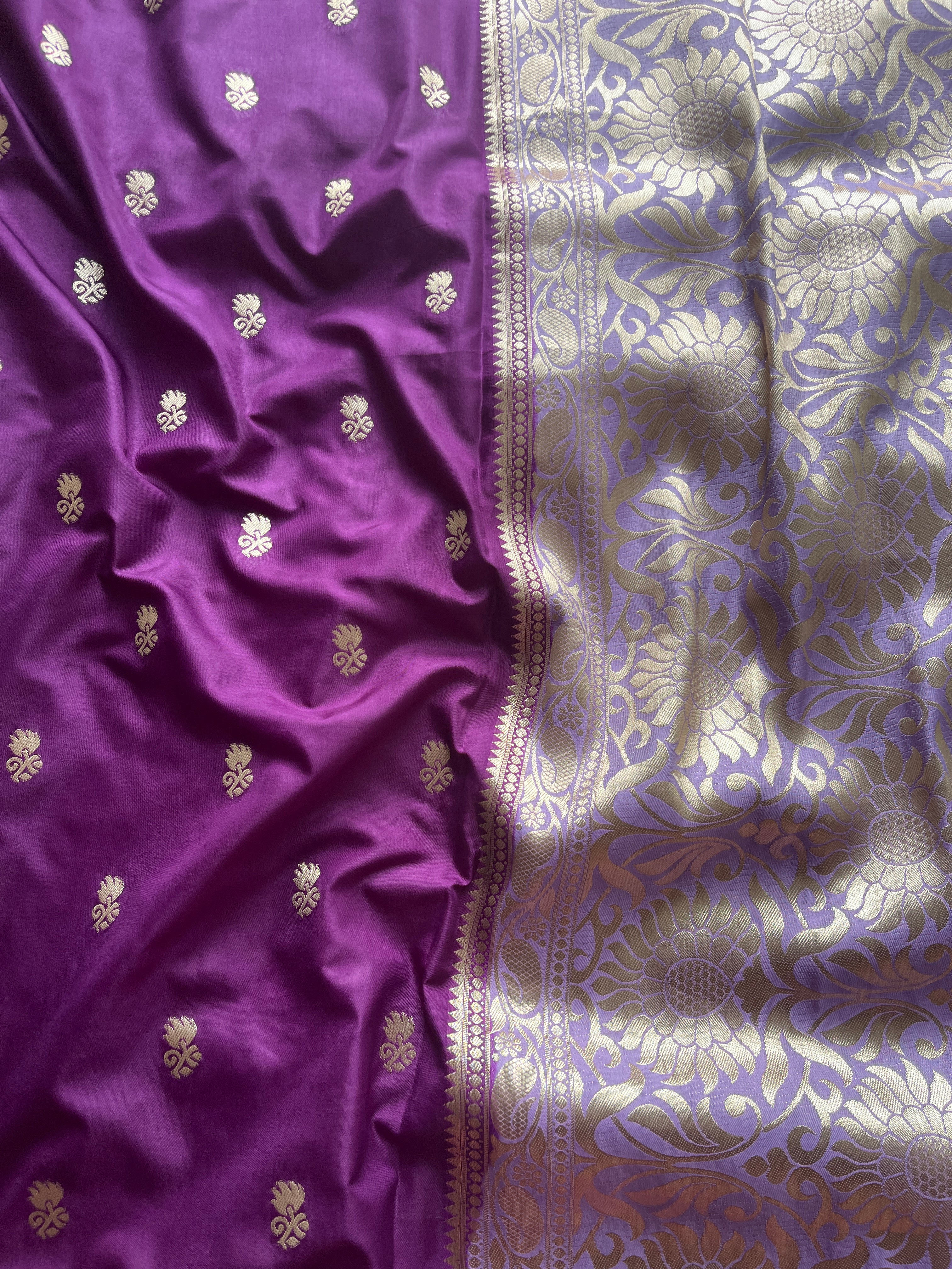 Purple Banarasi semi silk