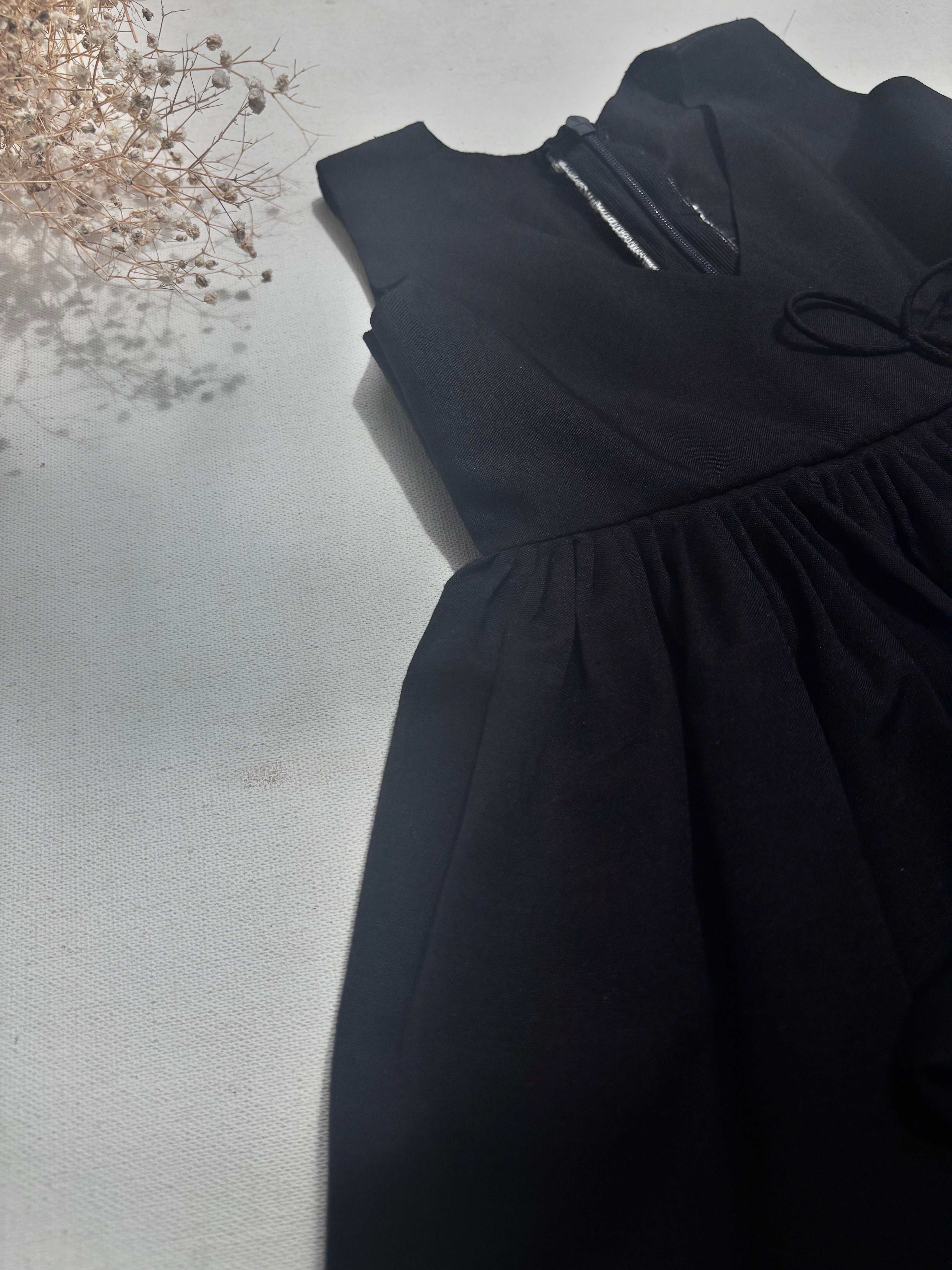 Black Handloom Cotton Kids Frock