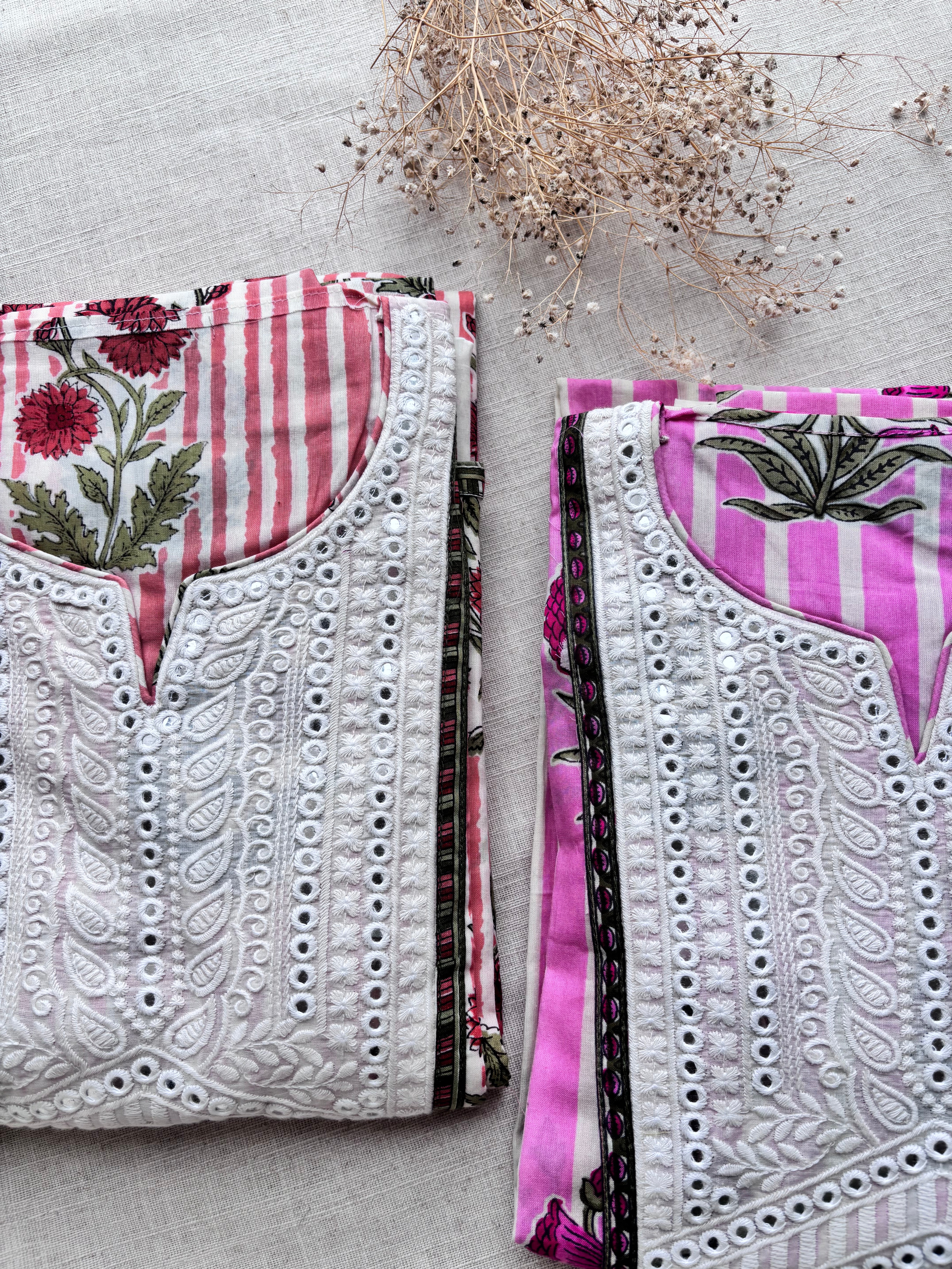 Peach Stripes Pure Cotton Semi Stitched salwar suits