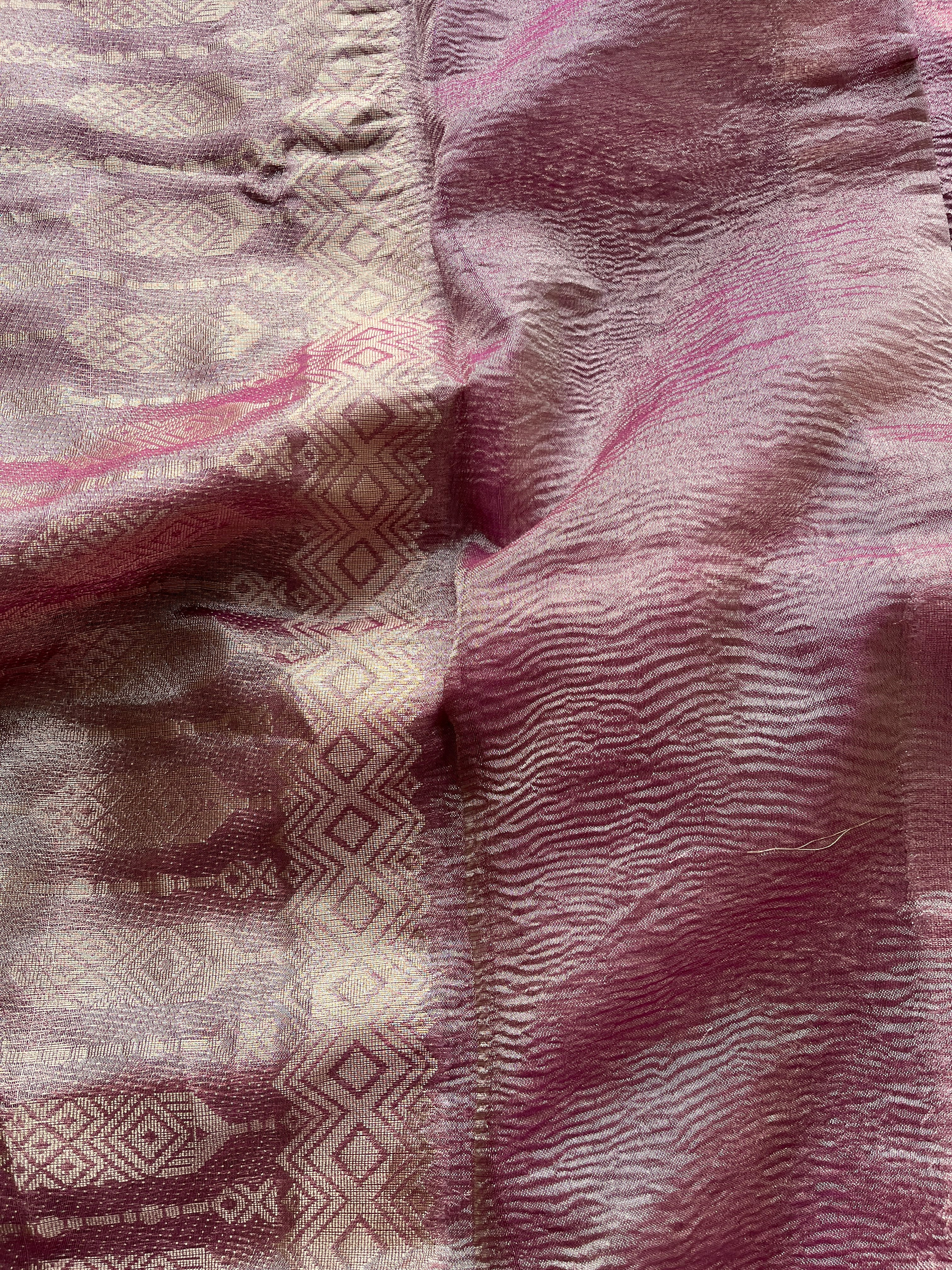 Onion pink Crushed Tissue Saree