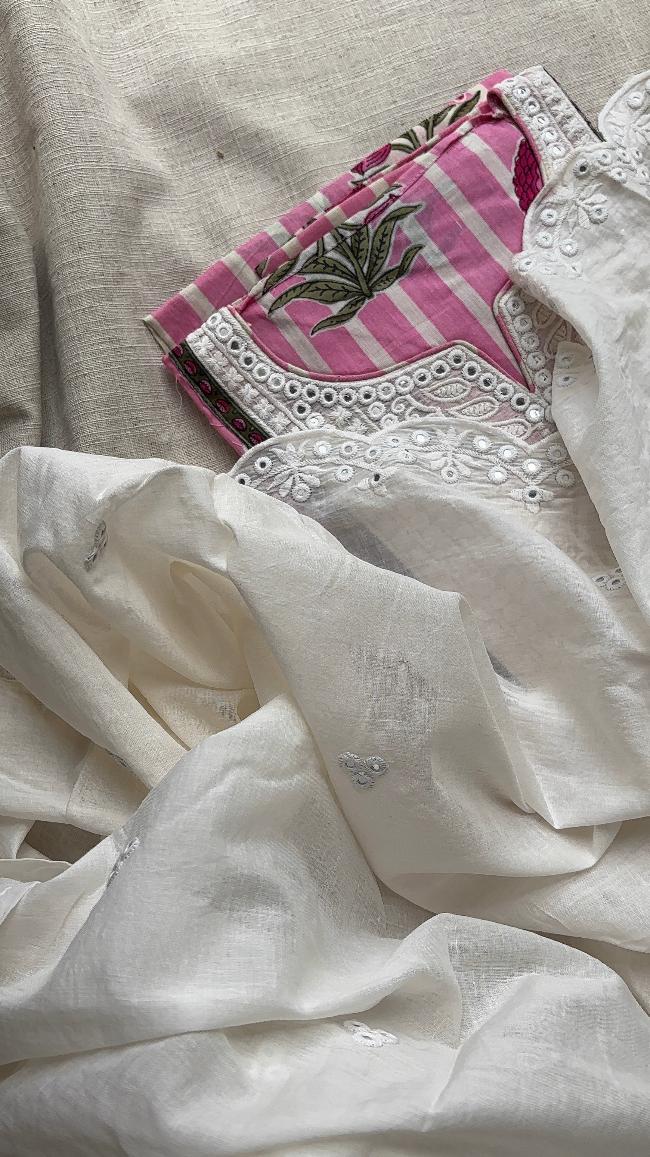 Pink Stripes Pure Cotton Semi Stitched salwar suits